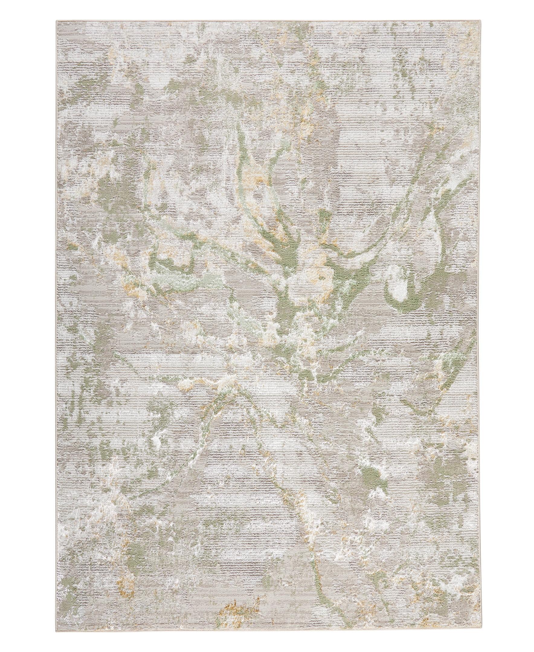 TOWN & COUNTRY LUXE Opaline Bold Marble Area Rug with Glam Metallic Ribbed Texture Pile, Sage Green