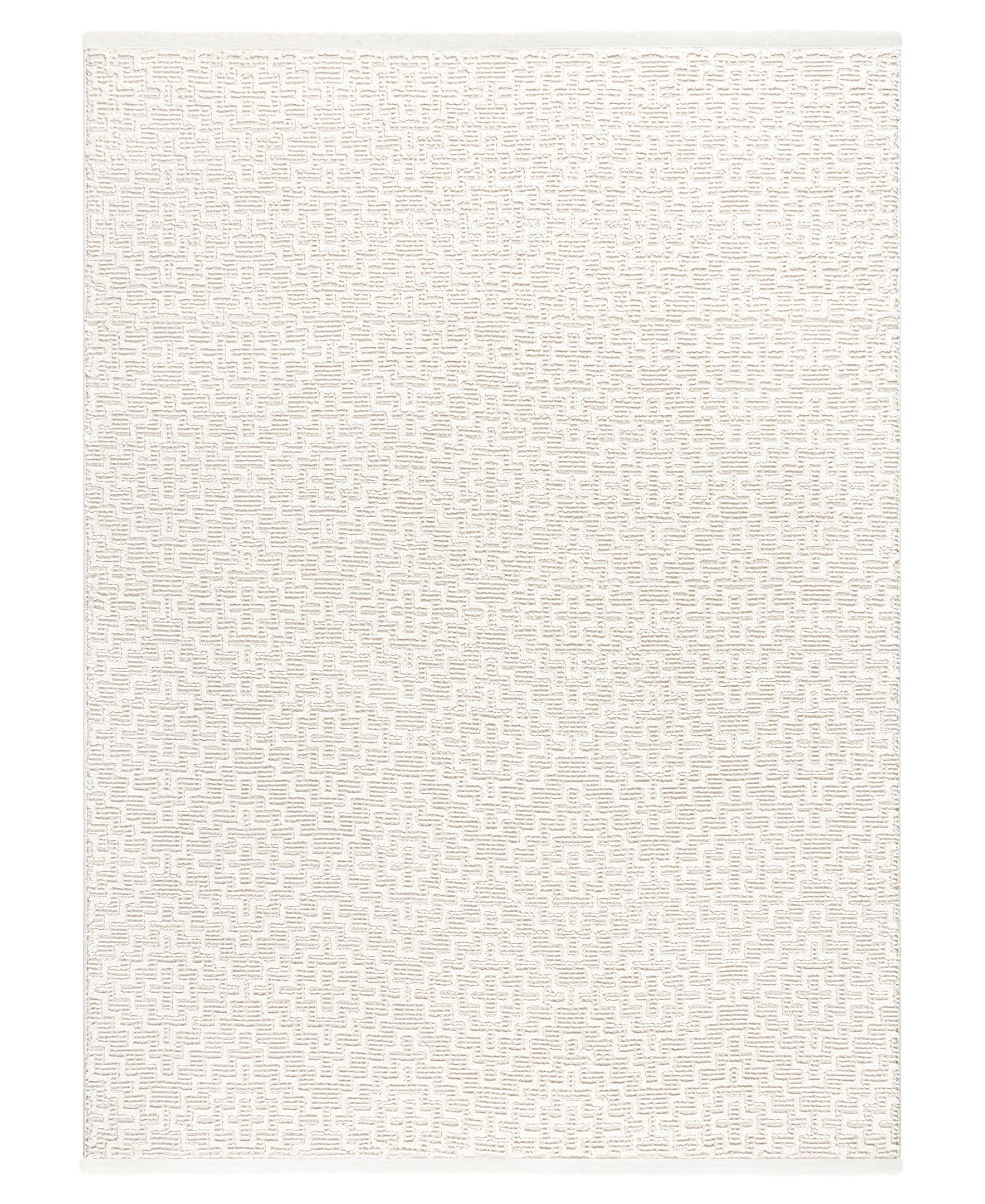 Town & Country Living TOWN & COUNTRY LUXE Tretta Modern Geo Area Rug with Plush High-Low Texture, Ivory