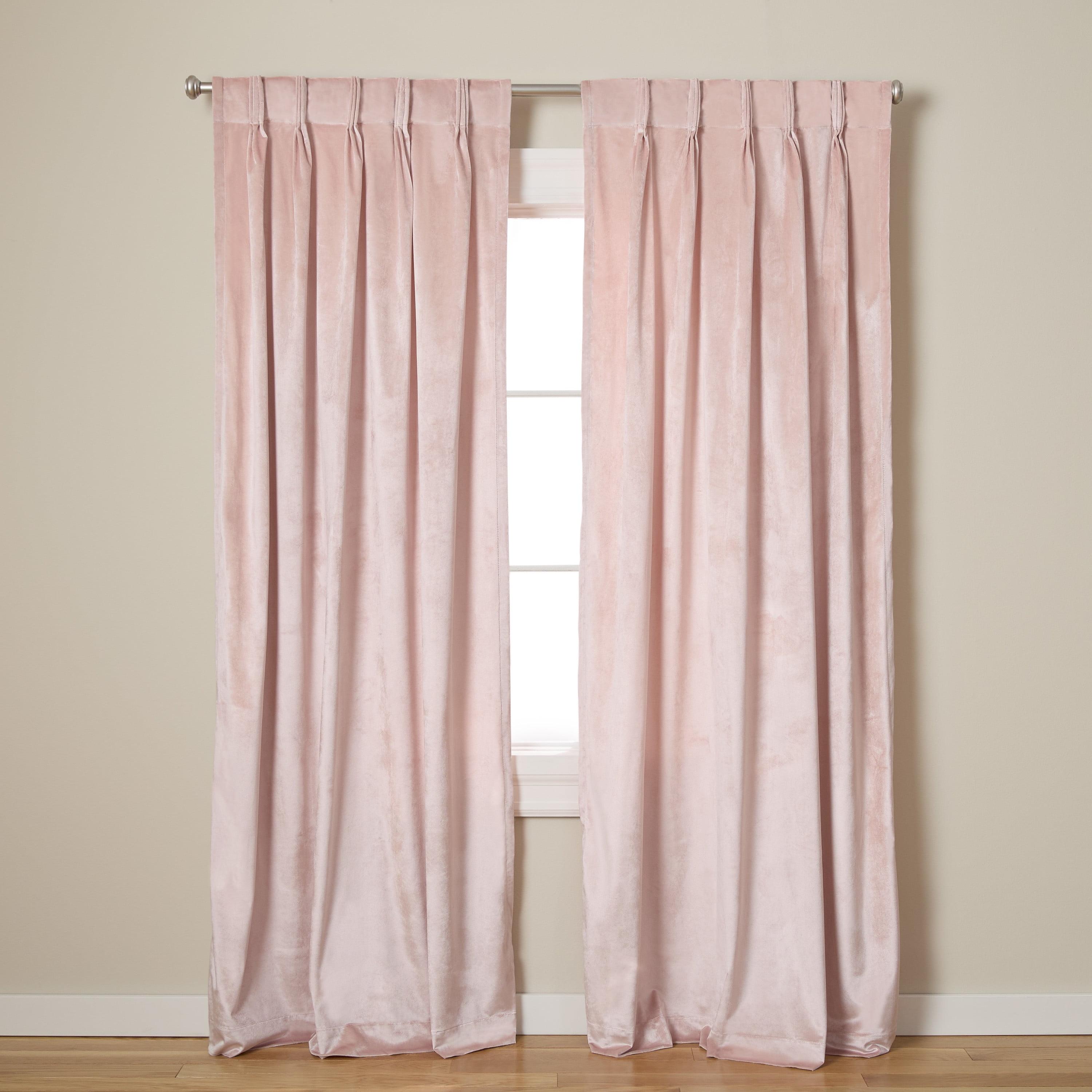 Set of 2 (96"x54") Velvet Heavyweight Pinch Pleat Top Curtain Panel Blush - Exclusive Home: Mid-Century Modern, Light Filtering