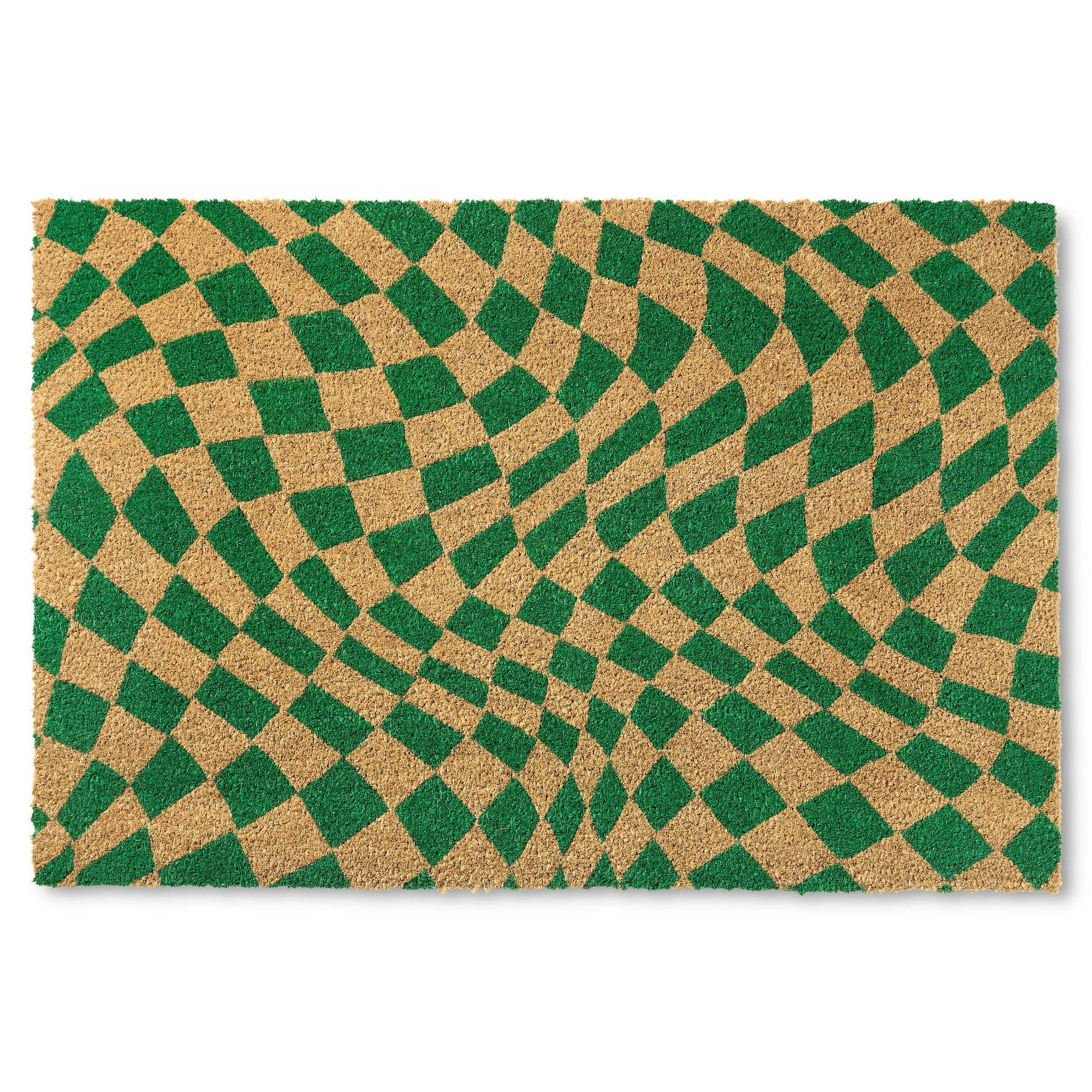 Town & Country Living TOWN & COUNTRY LIVING Emmett Groovy Checkerboard Non-Slip Indoor Outdoor Door Mat