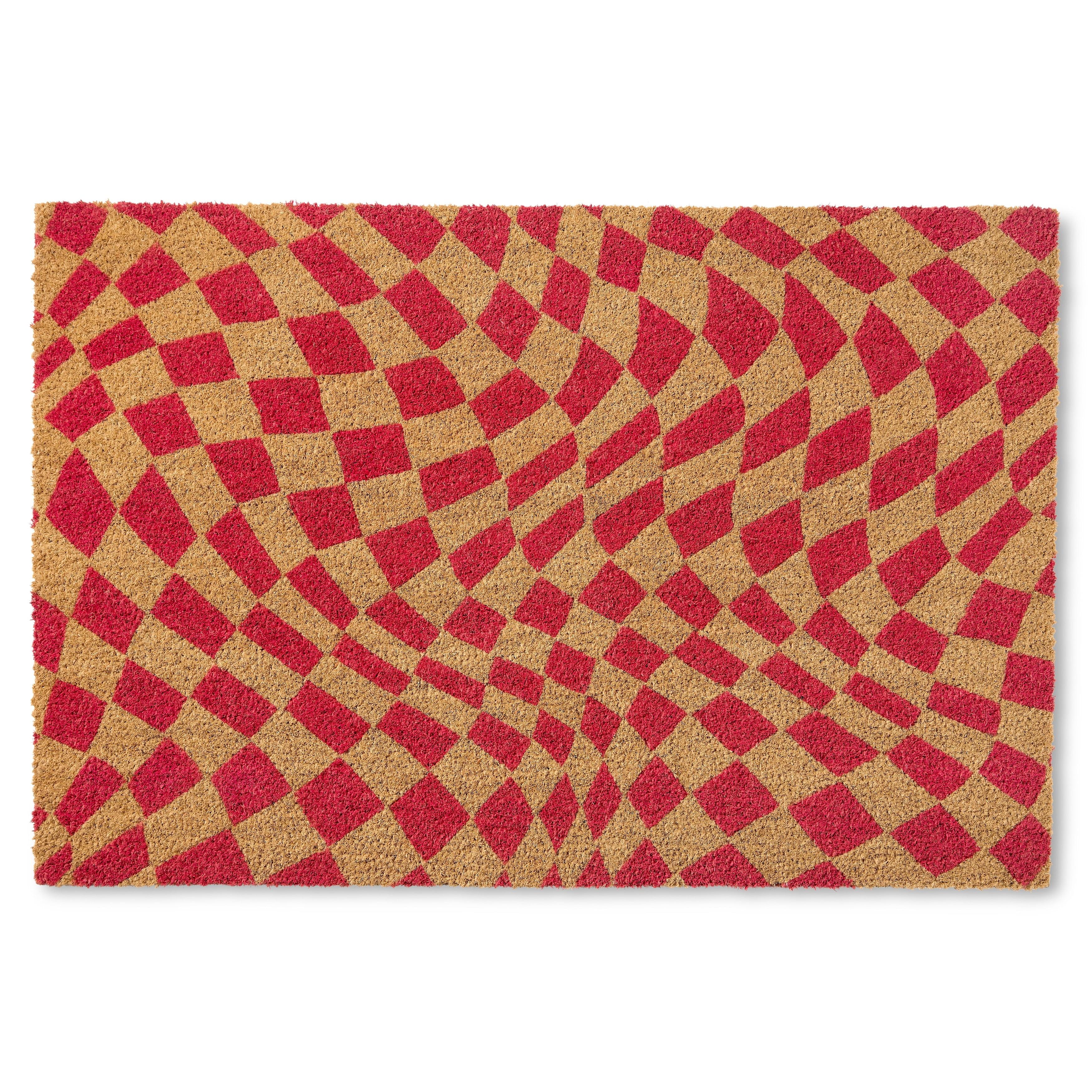 Town & Country Living TOWN & COUNTRY LIVING Emmett Groovy Checkerboard Non-Slip Indoor Outdoor Door Mat
