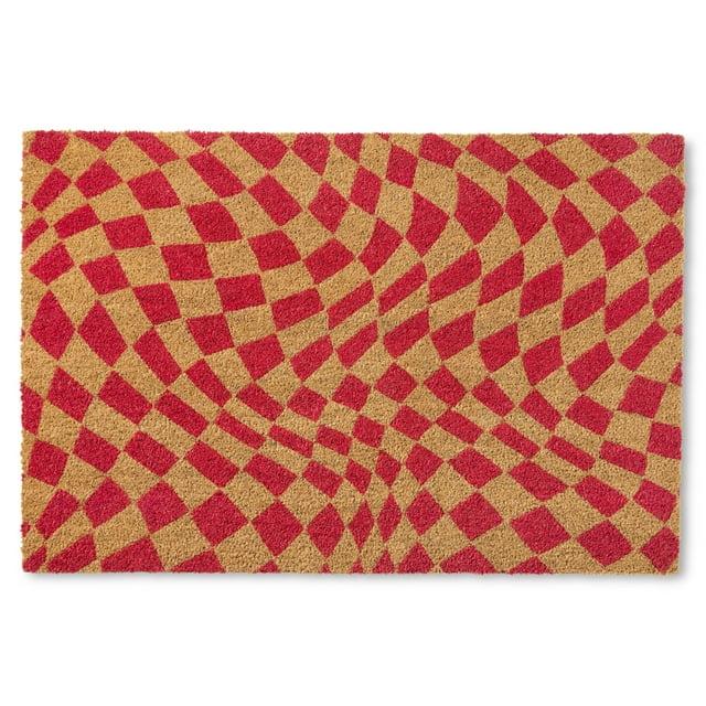 Town & Country Living TOWN & COUNTRY LIVING Emmett Groovy Checkerboard Non-Slip Indoor Outdoor Door Mat