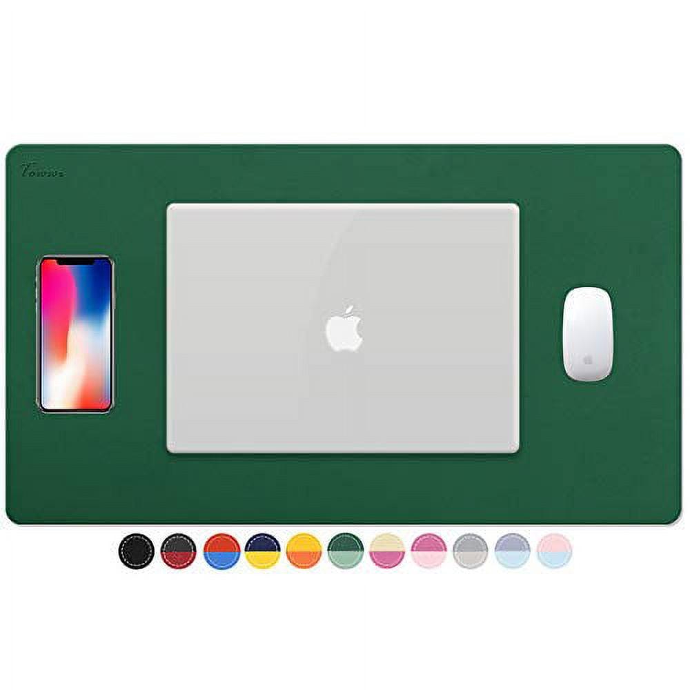 TOWWI Dual Sided Desk Pad, 24" x 14" PU Leather Desk Mat, Waterproof Desk Blotter Protector Mouse Pad (Dark Green/Light Green)