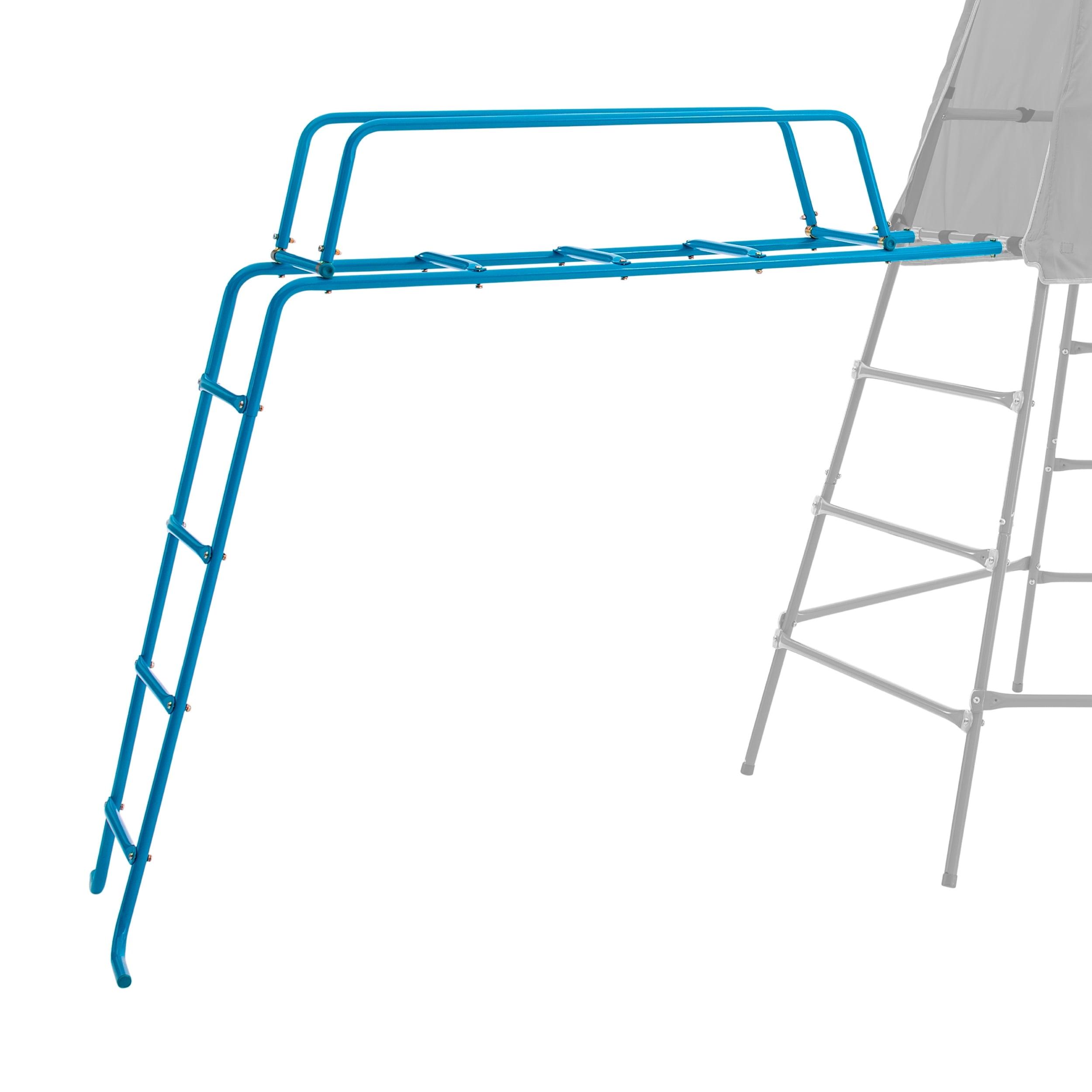 Blue Metal Climbing Frame with Slide and Fort