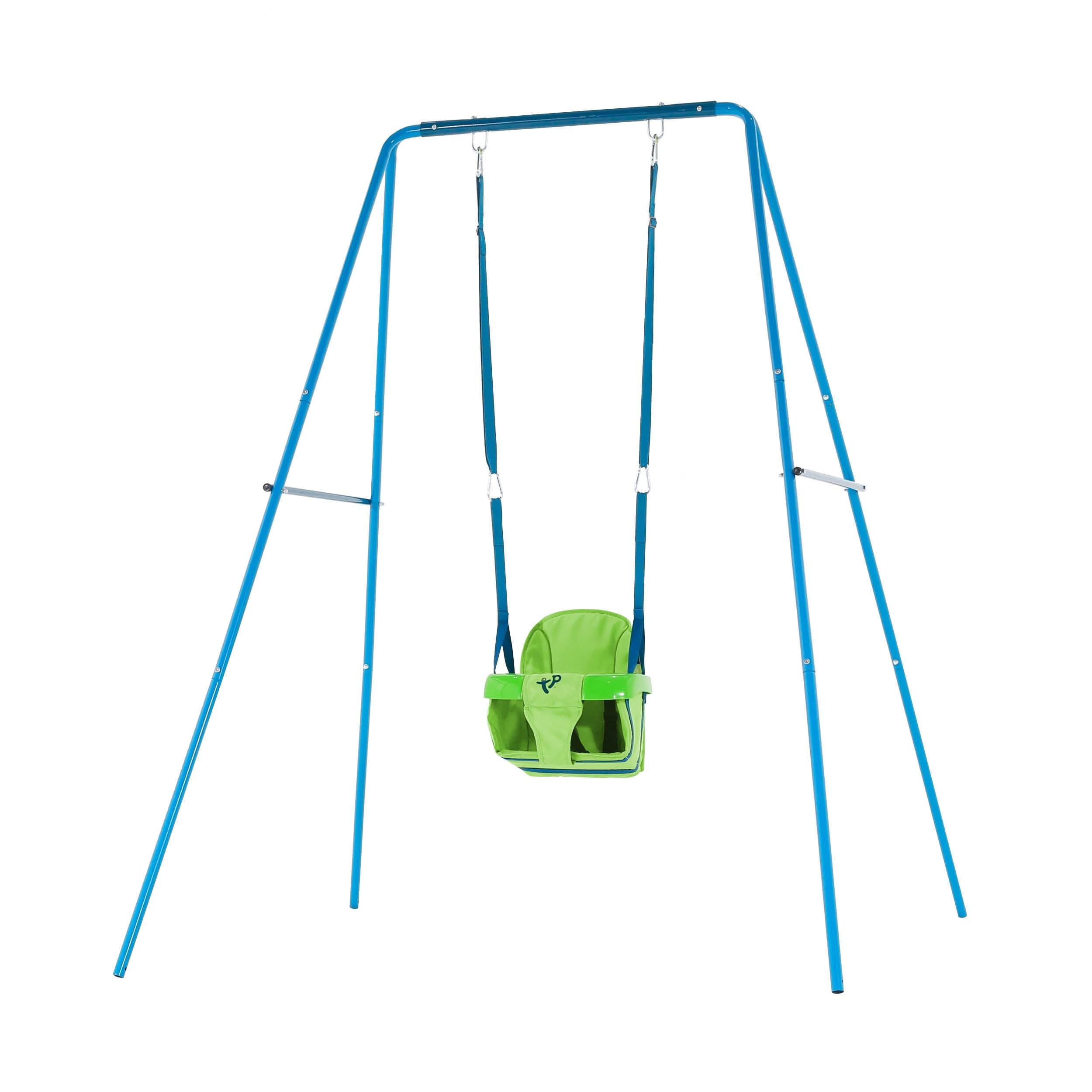 Adjustable Blue and Green Metal Toddler Swing Set