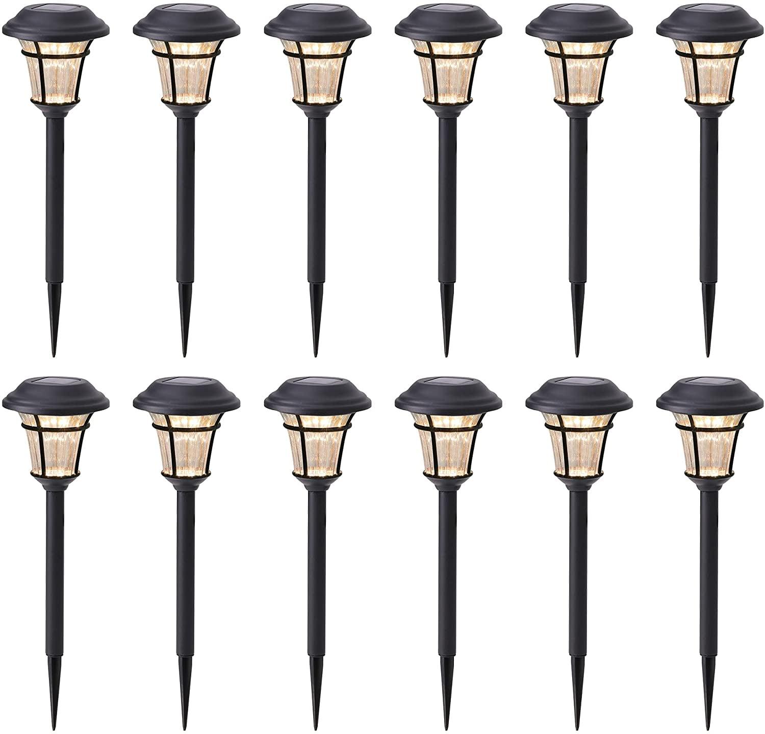 Warm White Solar Powered Outdoor Pathway Lights, 12-Pack