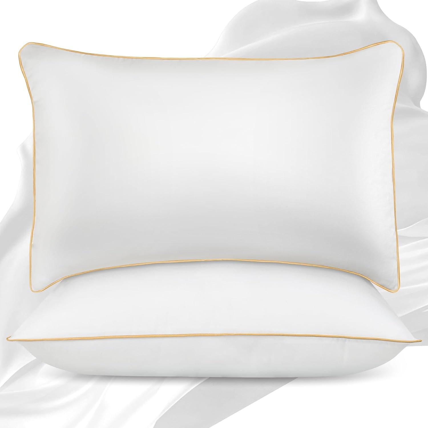 TRAHOO-Bed Pillows Queen Size Set of 2 - Down Alternative Bedding White, Cooling Hotel Quality 20 x 30, Sleeping Pillow for Back, Stomach or Side Sleepers