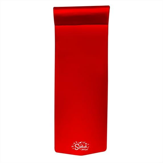 TRC Recreation Splash 1.25 Inch Thick Foam Outdoor Swimming Pool Float Mat Large Adult Lounger with Built-In Roll Pillow, Red