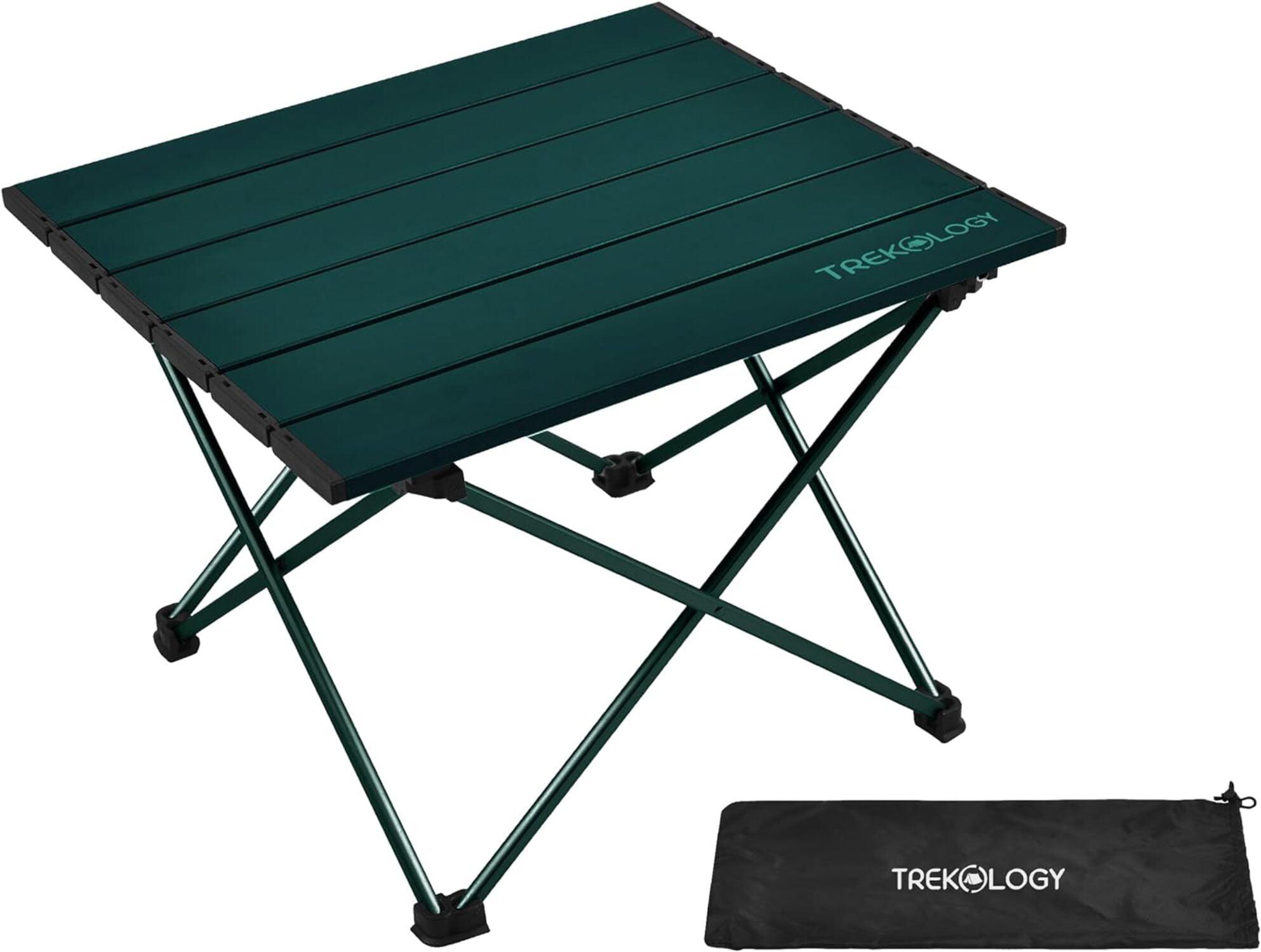 Green Foldable Aluminum Camping Table with Carry Bag