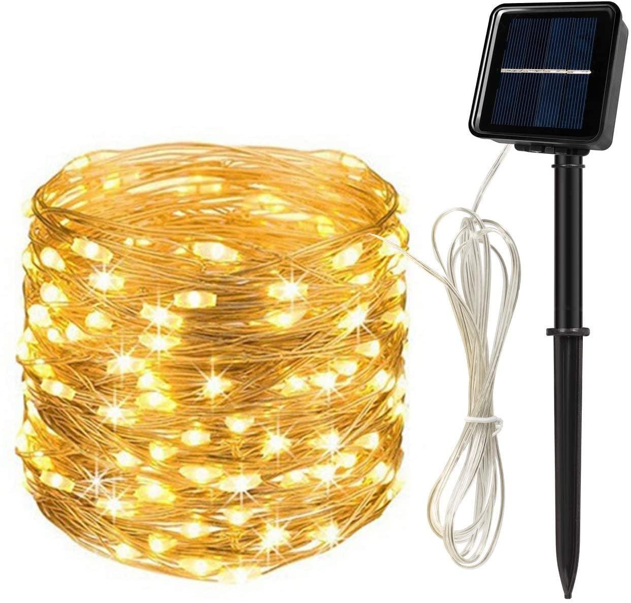 Warm White Solar Powered Outdoor LED Fairy String Lights