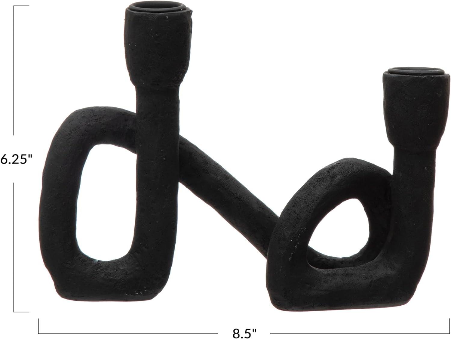 Storied Home Decorative Resin Double Taper Candle Holder, Black