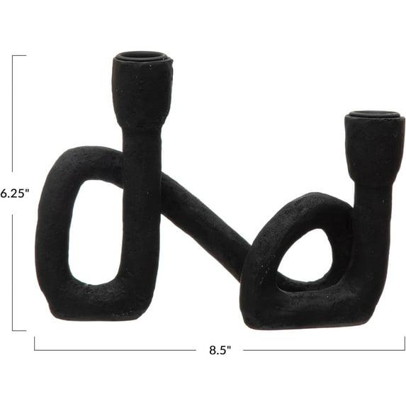 Storied Home Decorative Resin Double Taper Candle Holder, Black
