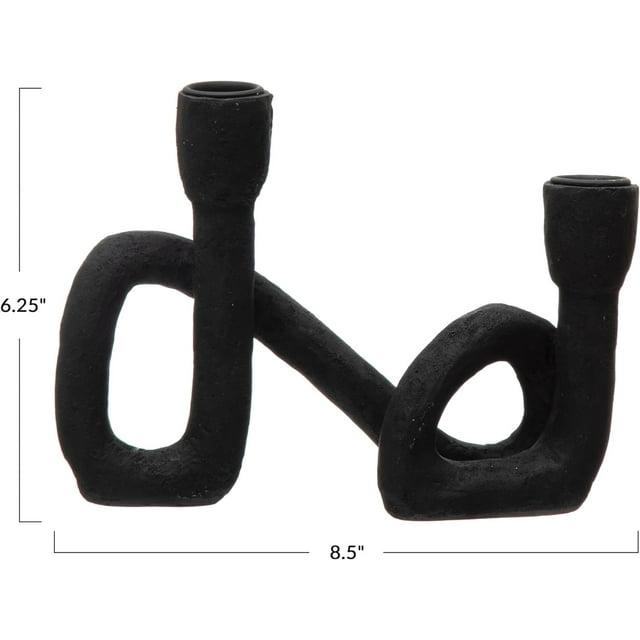 Storied Home Decorative Resin Double Taper Candle Holder, Black