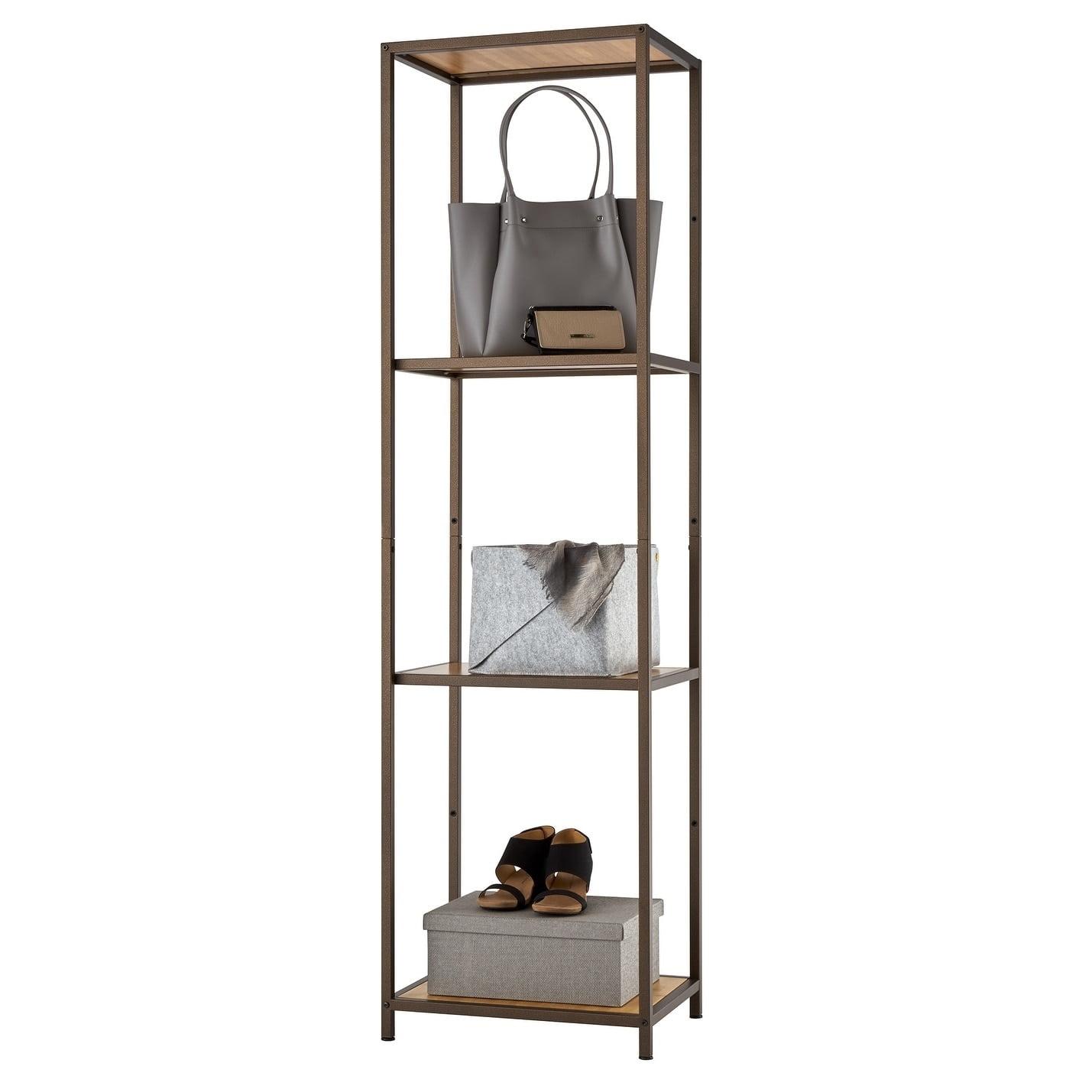 Bronze Anthracite Modern Bamboo 4-Tier 72" Shelving Tower