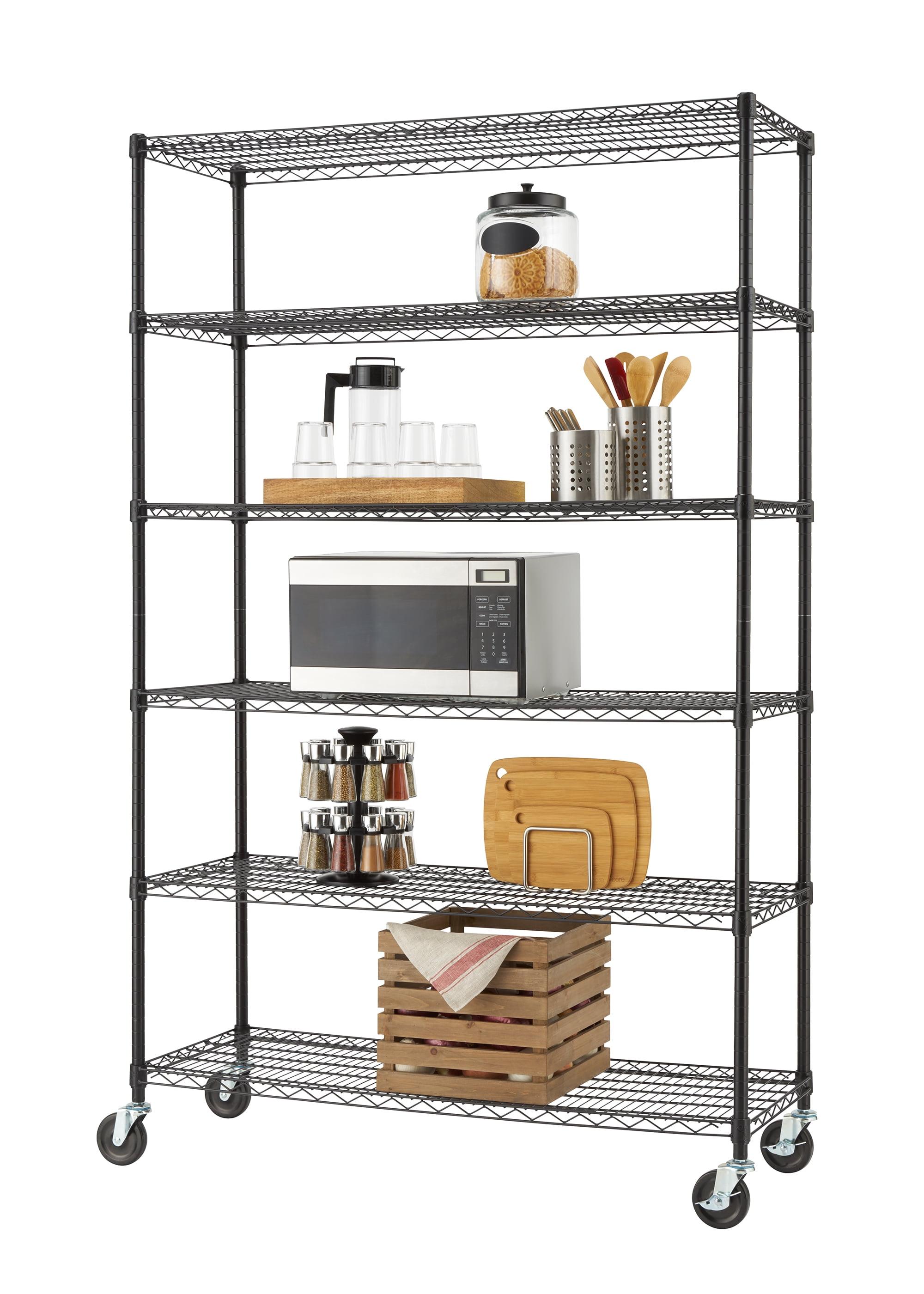 TRINITY EcoStorage 6-Tier NSF Steel Wire Shelving Unit w/ Wheels (48 in. W x 18 in. D)