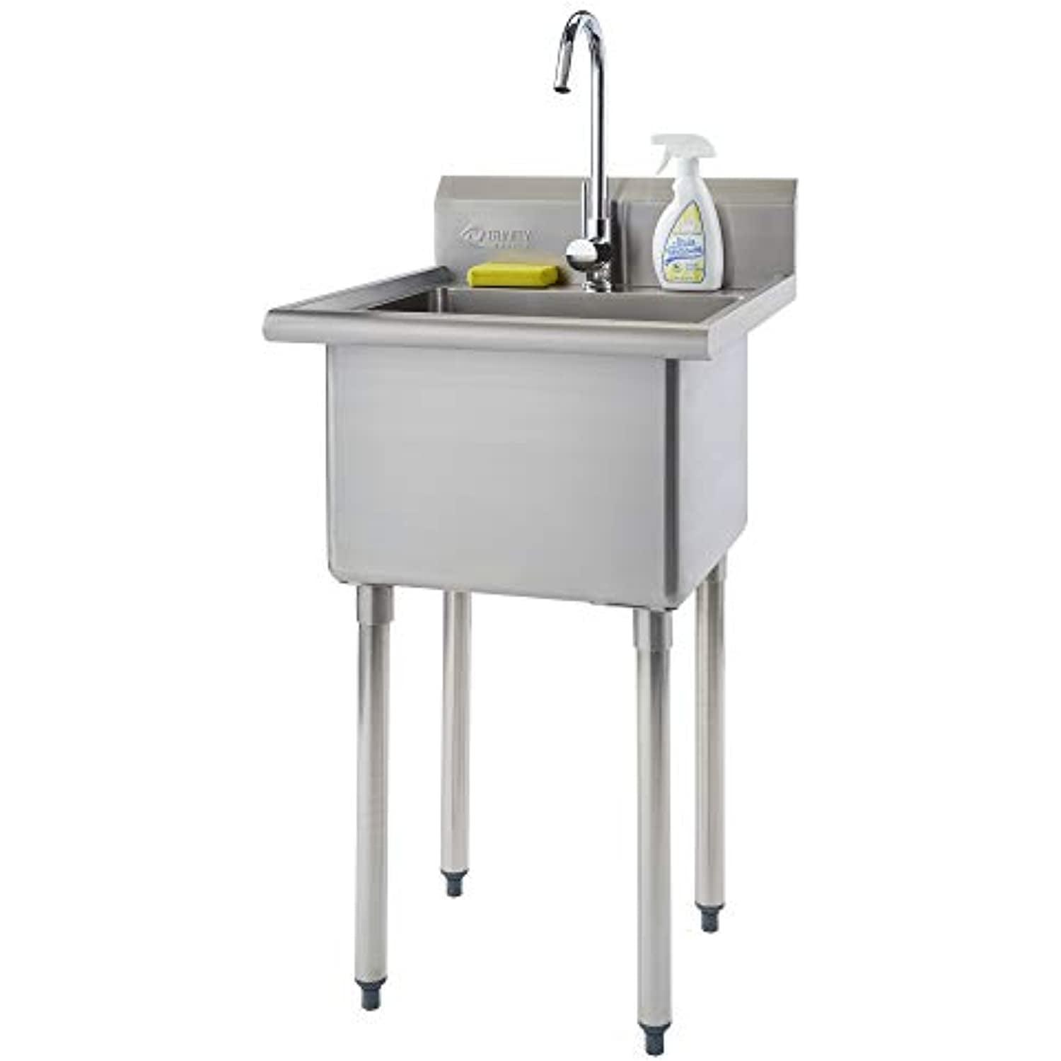 TRINITY Basics Stainless Steel Utility Sink w/ Faucet | NSF Certified