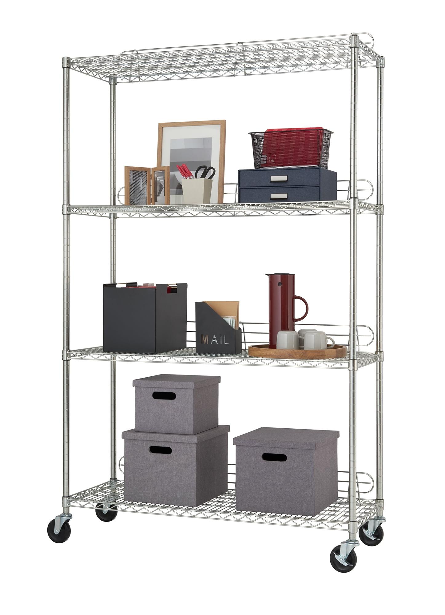 EcoStorage® 48" W x 18" D x 72" H 4 Tier Wire Shelving with Backstands and Wheels