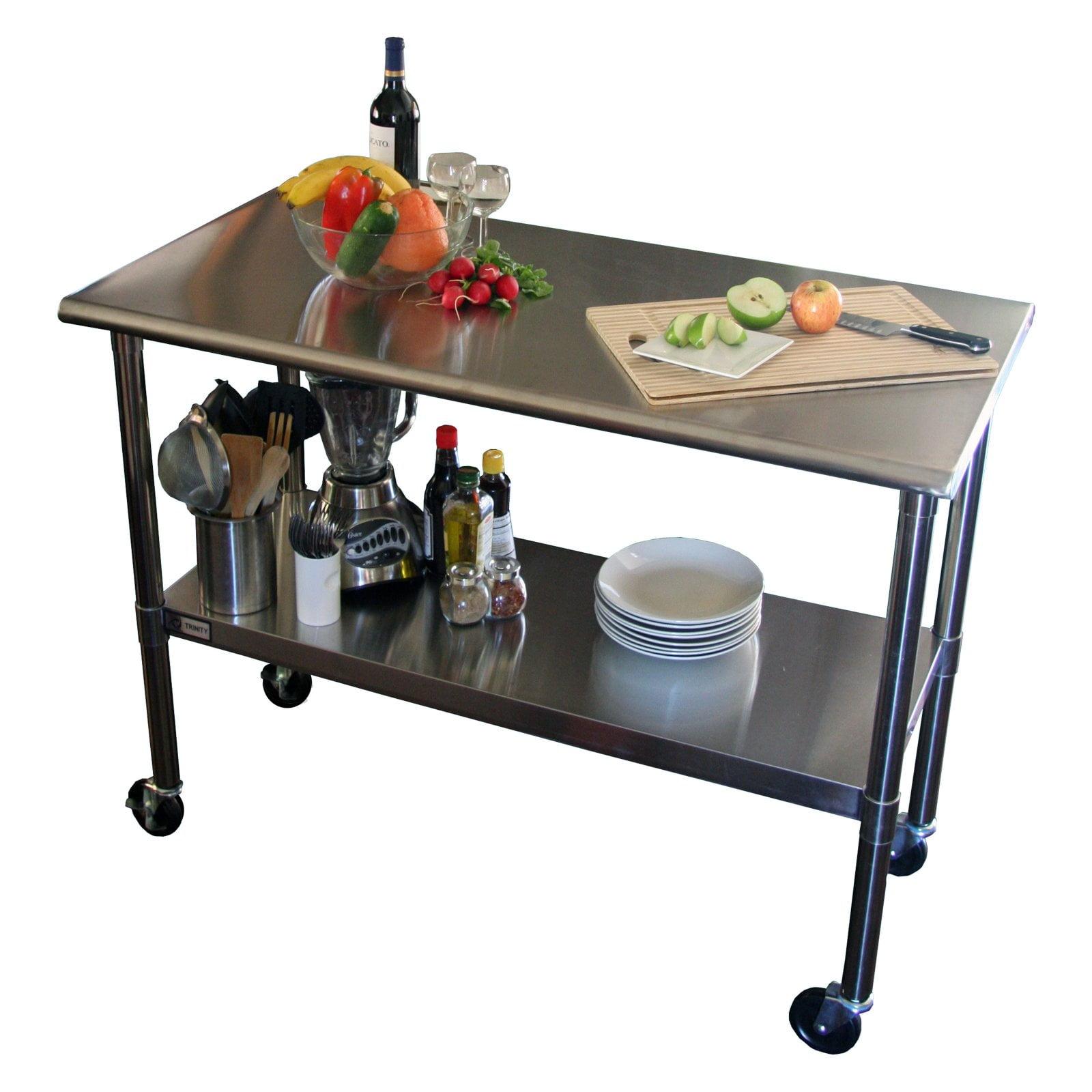EcoStorage 48" Stainless Steel Portable Prep Table with Wheels