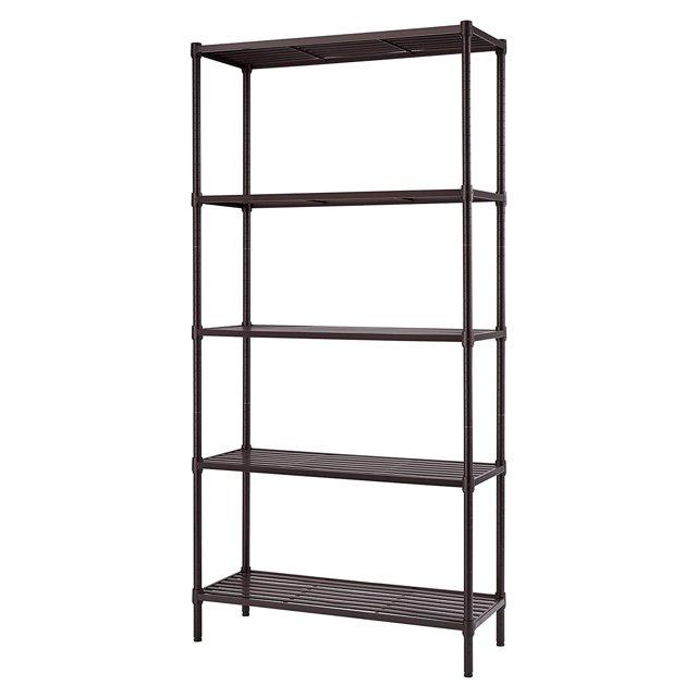 Trinity TRINITY Dark Bronze 5-Tier Steel Slat Shelving Unit (36 in. W x 72 in. H x 14 in. D)