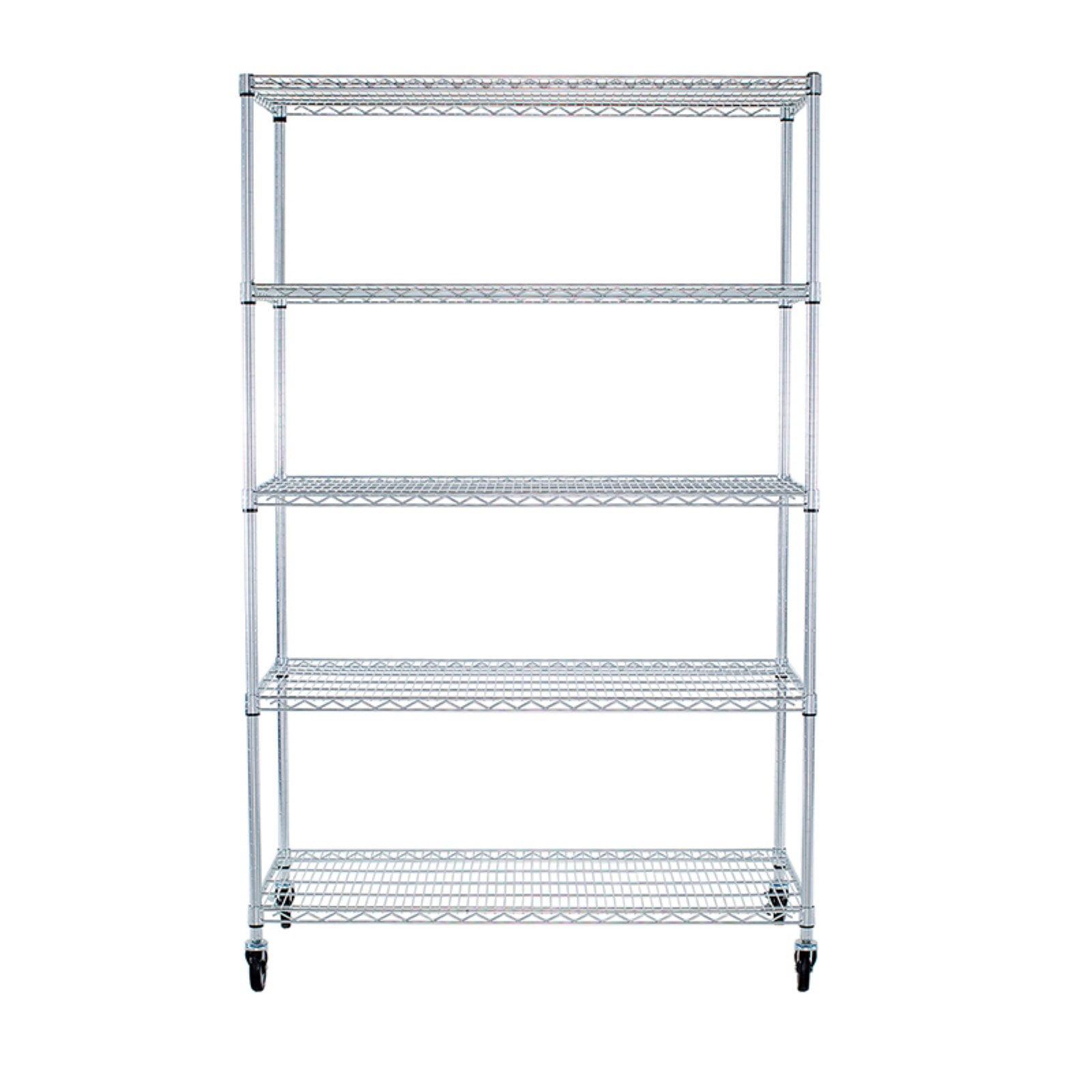 EcoStorage 48" Chrome 5-Tier Commercial Wire Shelving Unit