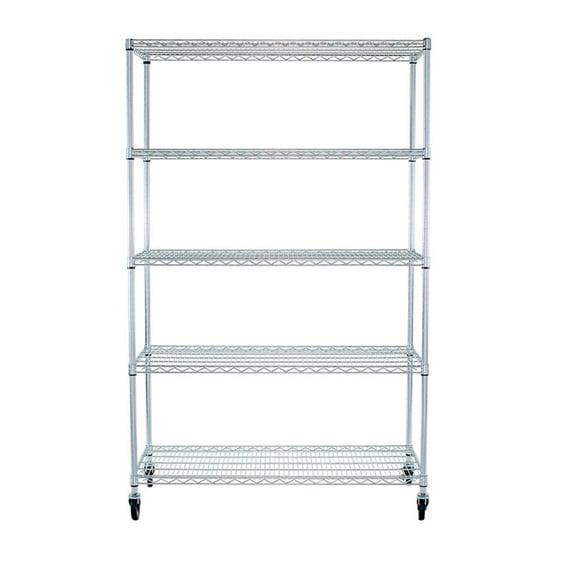 Trinity TRINITY EcoStorage 5-Tier NSF Steel Wire Shelving Unit w/ Wheels (48 in. W x 24 in. D)