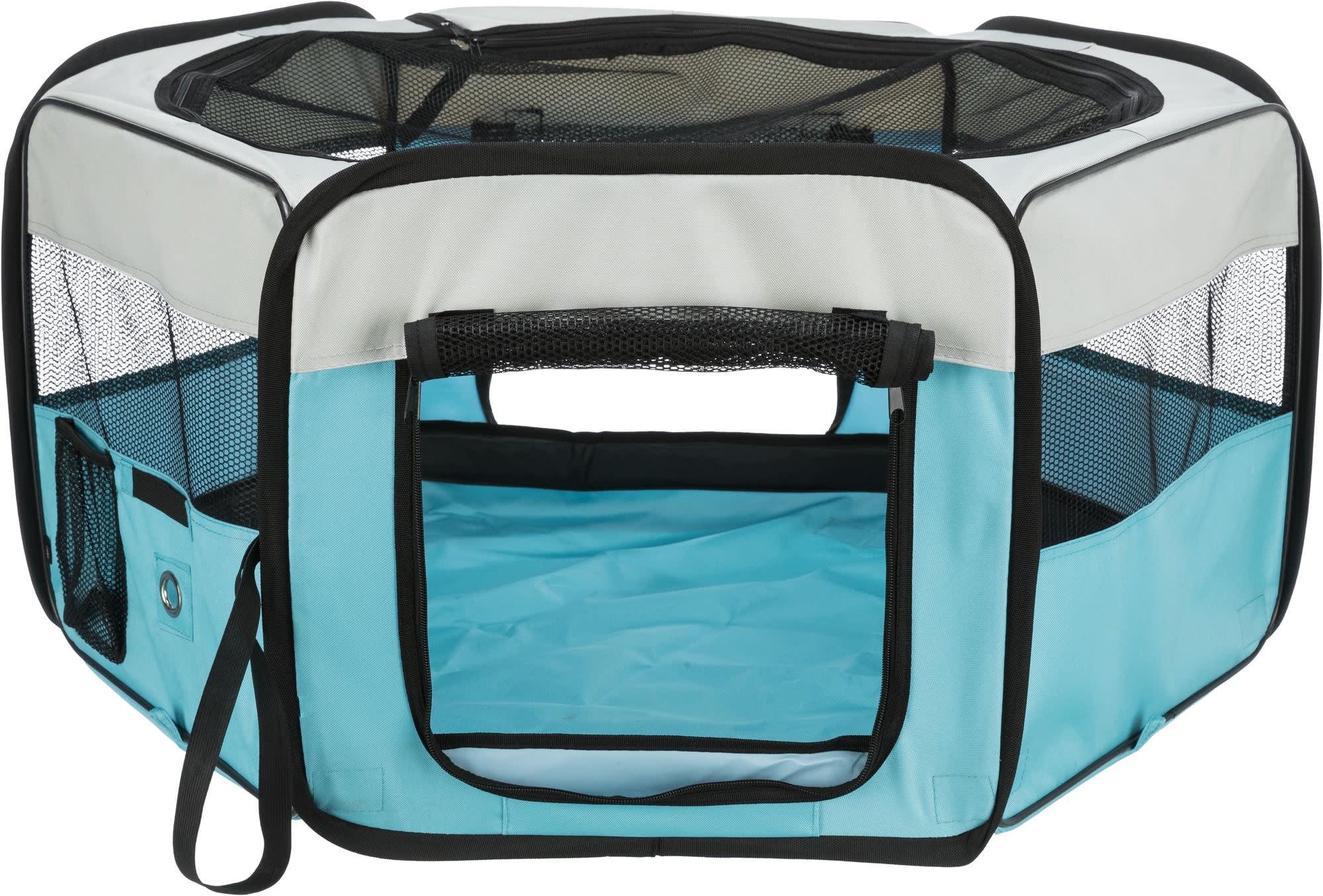 Large Turquoise Nylon Hexagonal Mobile Playpen with Mesh Sides