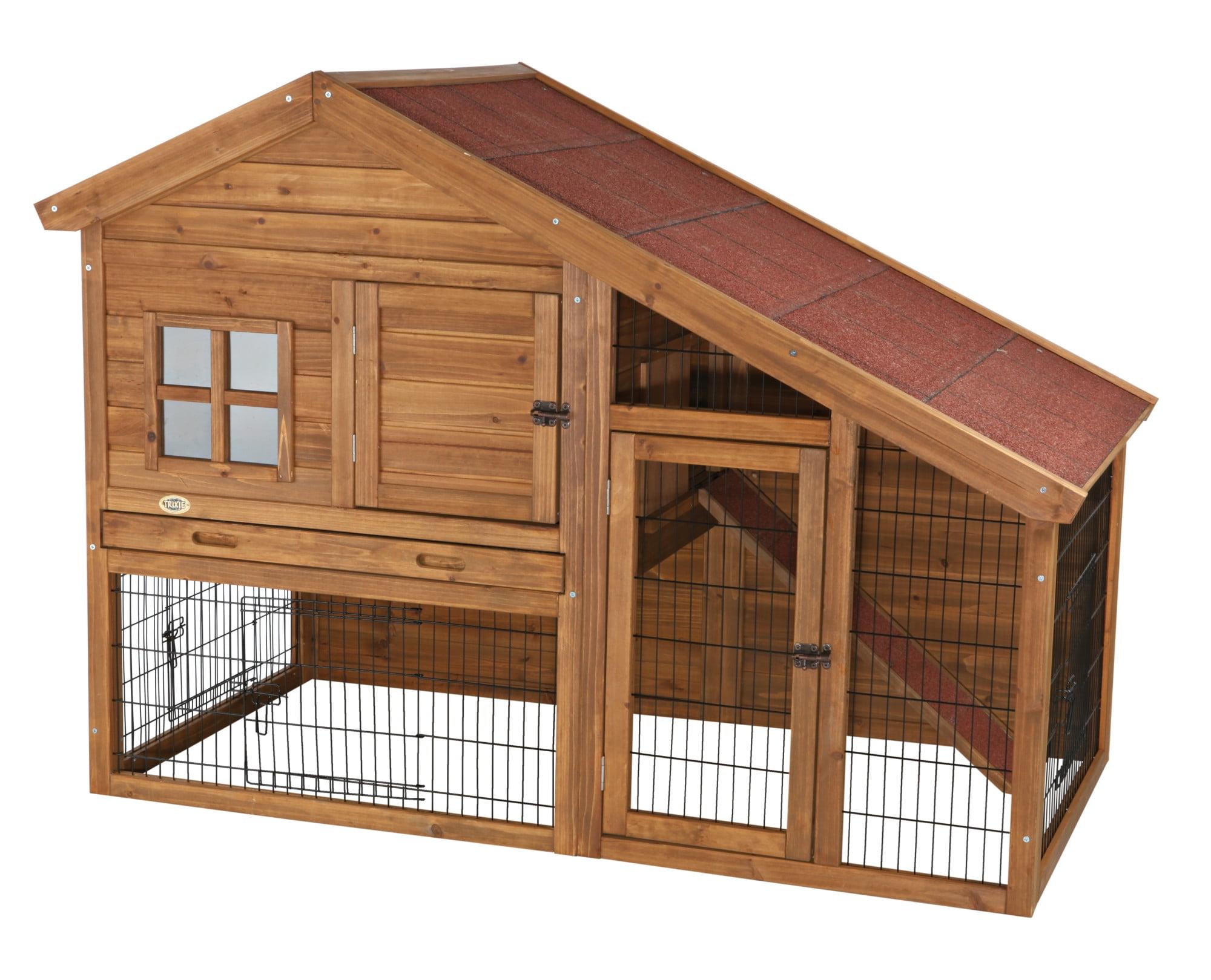 TRIXIE TRIXIE 2-Story Cabin Rabbit Hutch with Run, Ramp, Attic Storage, for Rabbits or Guinea Pigs
