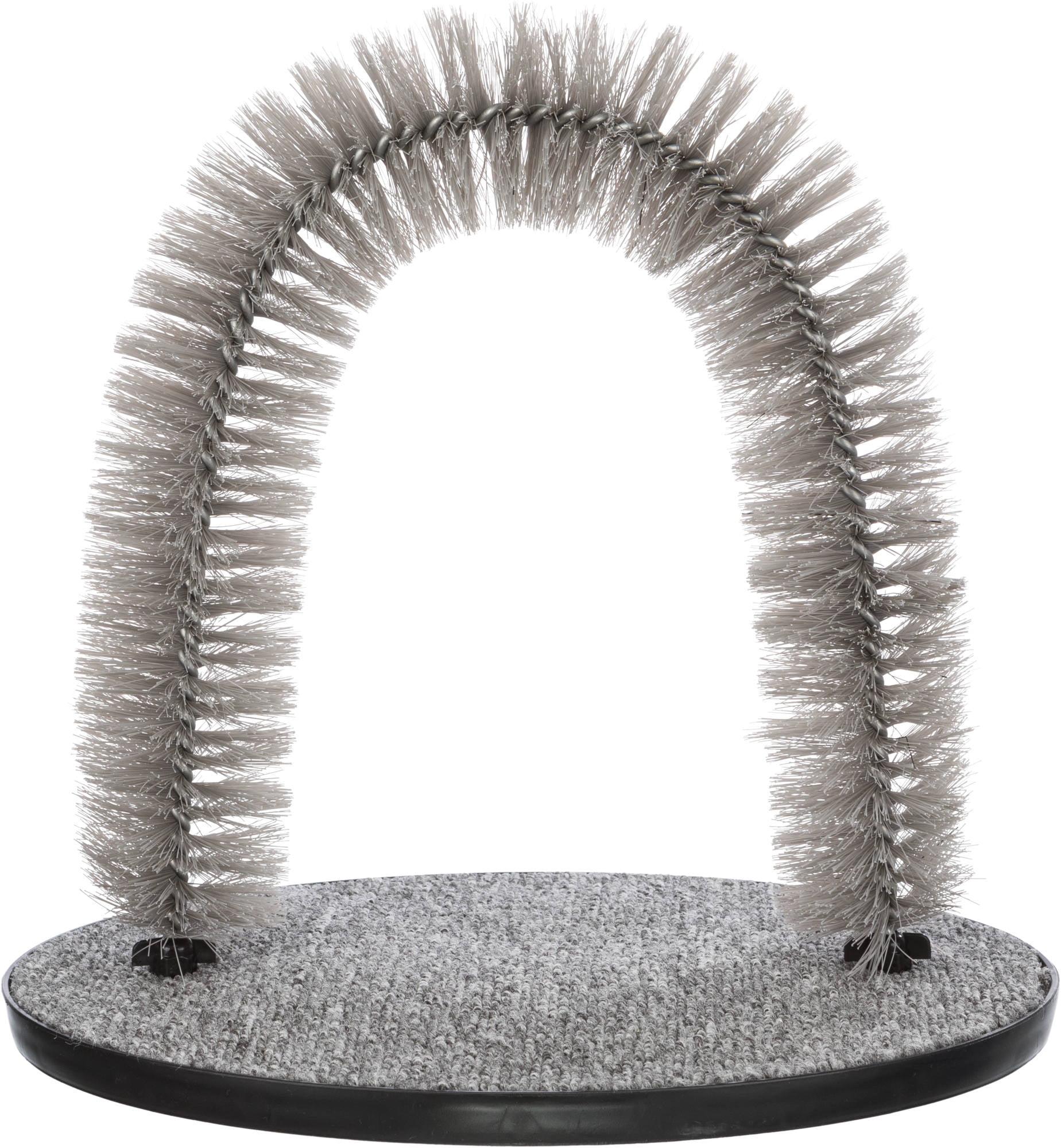 Gray Carpet Cat Scratcher with Self Grooming Arch