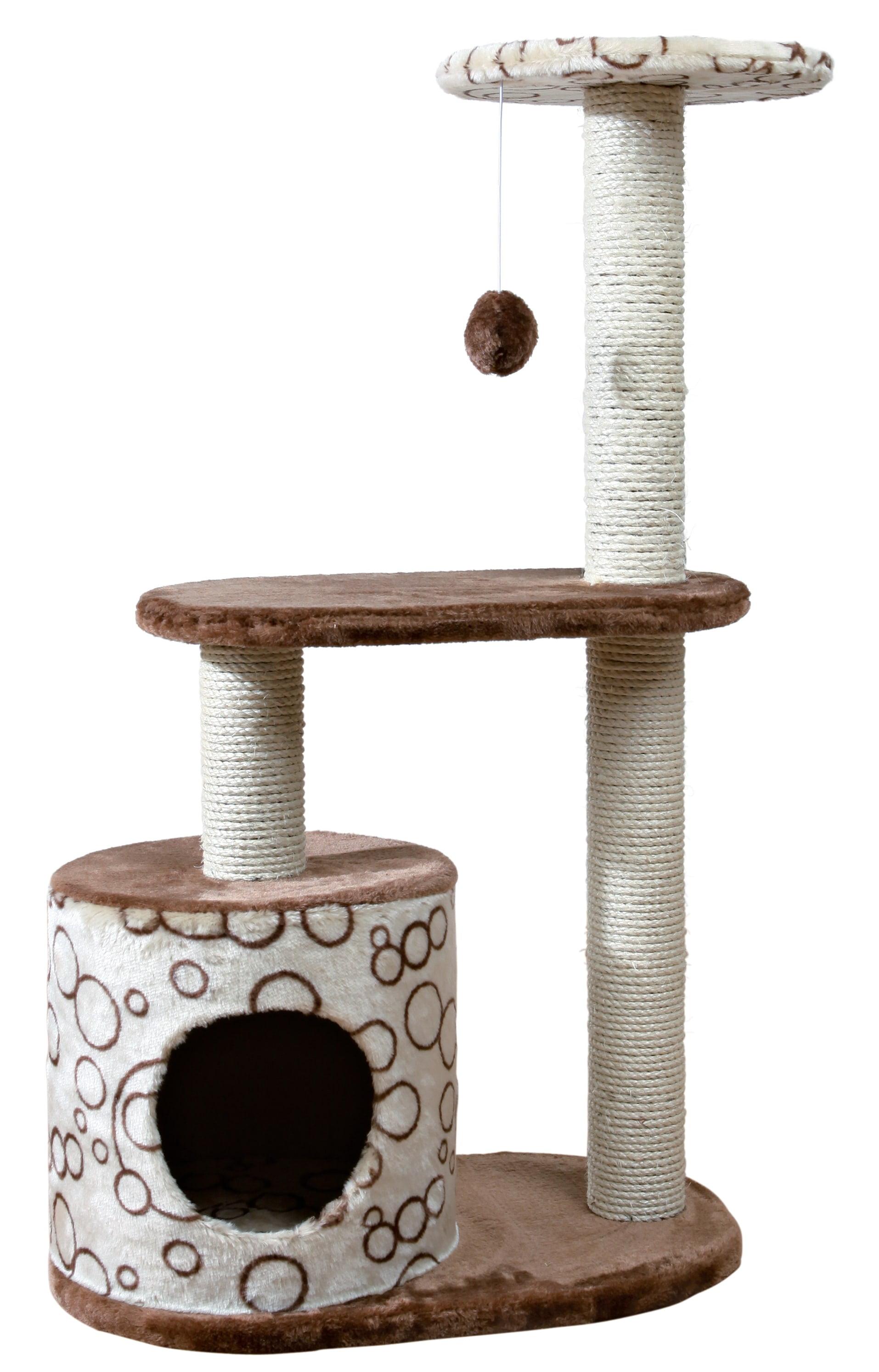 TRIXIE Casta 37.4" Cat Tree with Sisal Scratching Posts, Plush Covered Condo and Platforms, Dangling Cat Toy