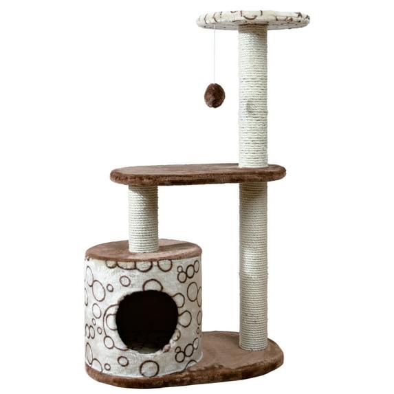 TRIXIE Casta 37.4" Cat Tree with Sisal Scratching Posts, Plush Covered Condo and Platforms, Dangling Cat Toy
