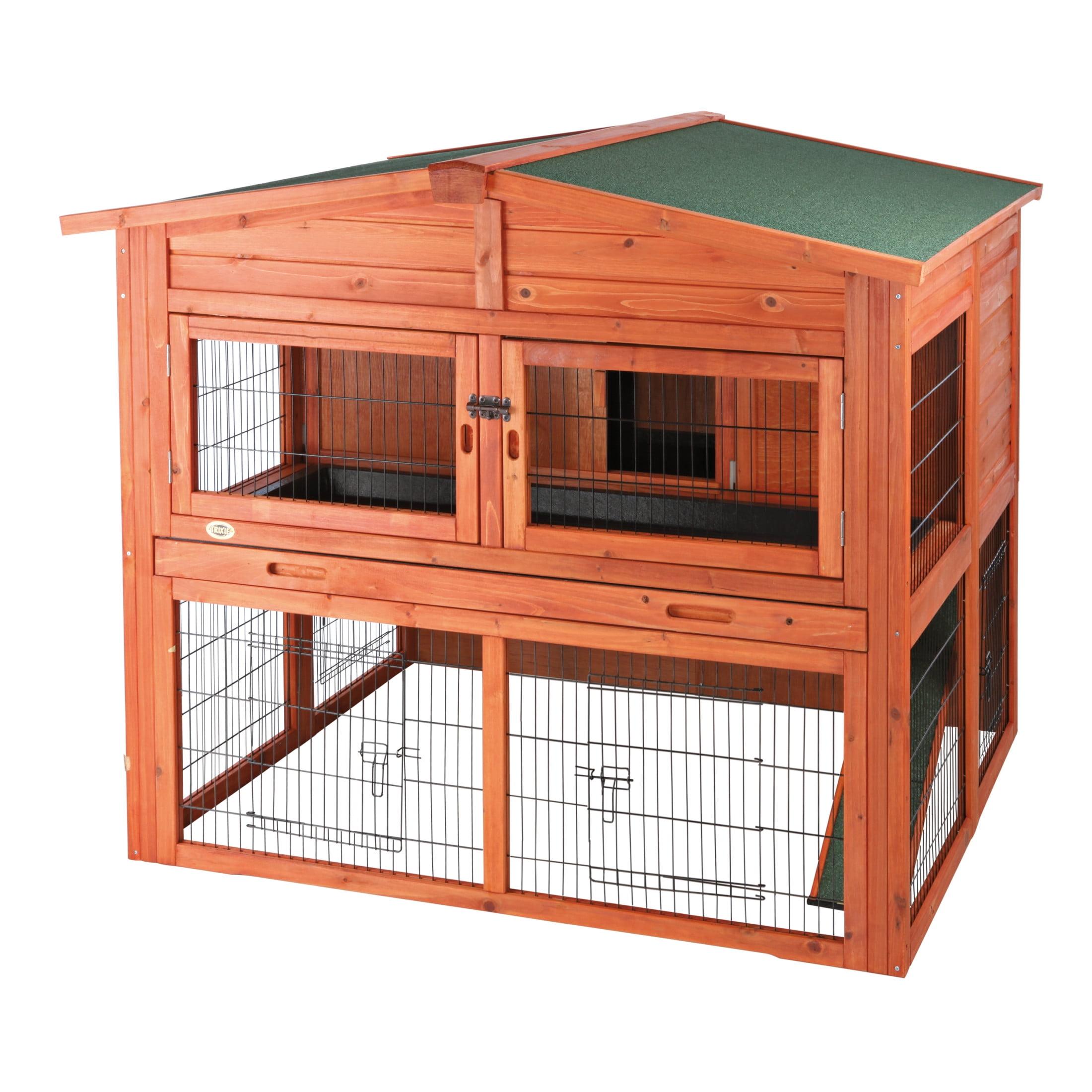 TRIXIE Deluxe 2-Story Rabbit Hutch with Run, Attic Storage Ramp, Ideal for Rabbits Guinea Pigs