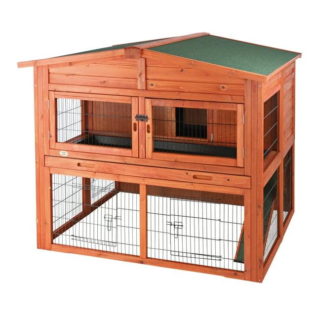 TRIXIE Deluxe 2-Story Rabbit Hutch with Run, Attic Storage Ramp, Ideal for Rabbits Guinea Pigs