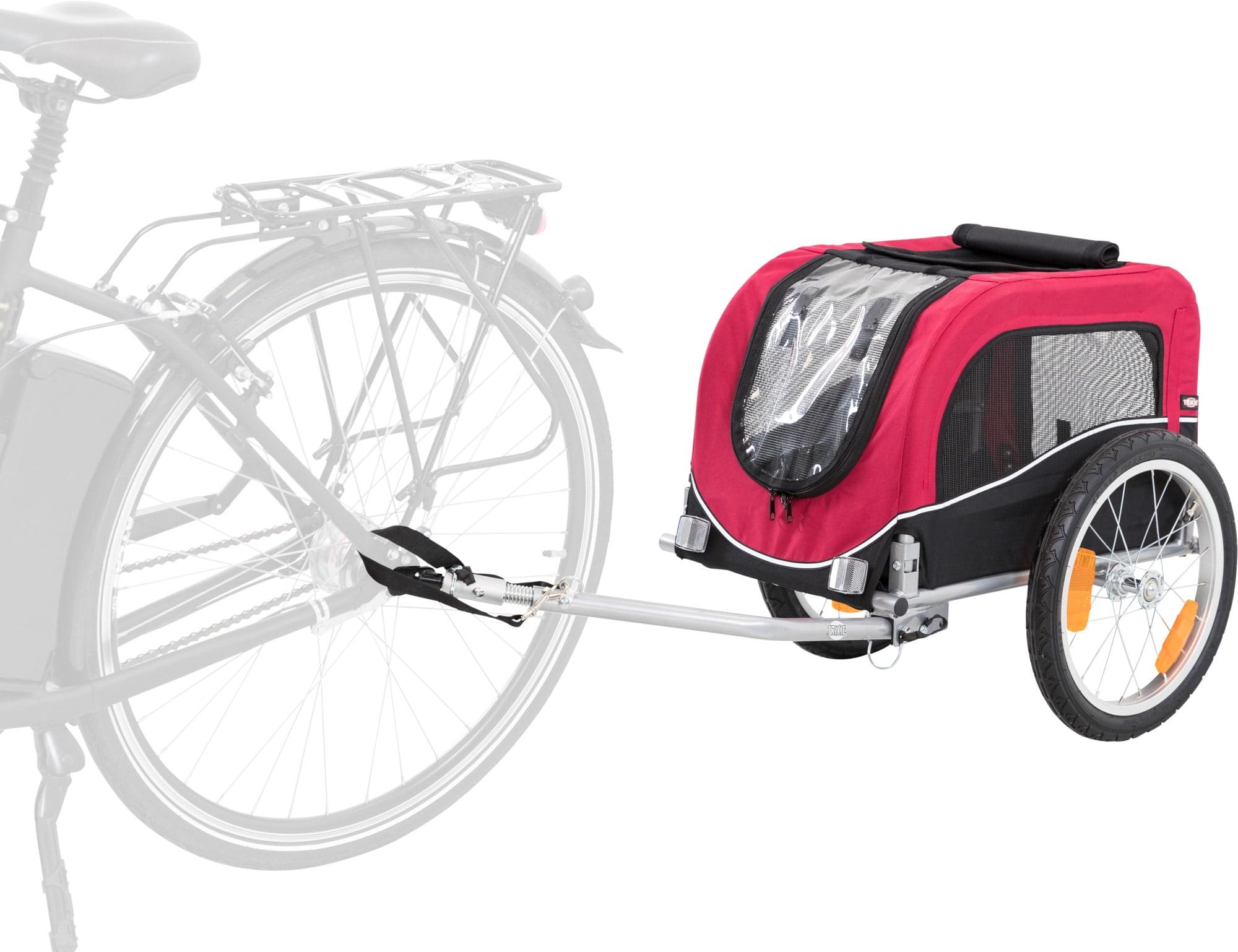 TRIXIE Red and Black Foldable Dog Bike Trailer with Windows