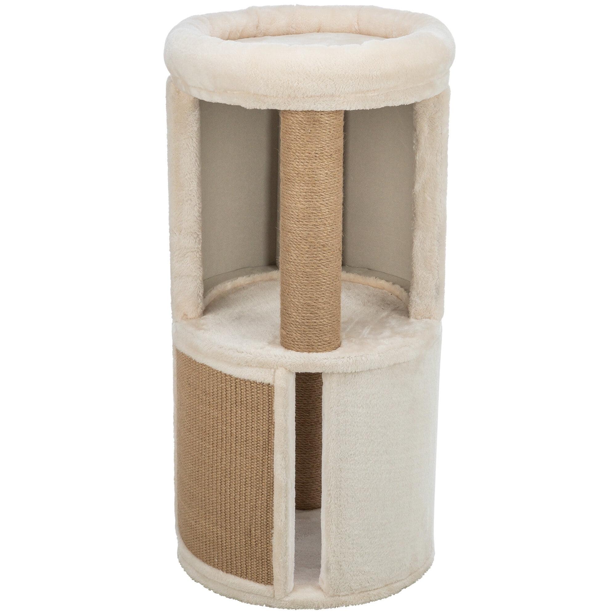 Beige Plush and Sisal 32" Freestanding Cat Condo Tower