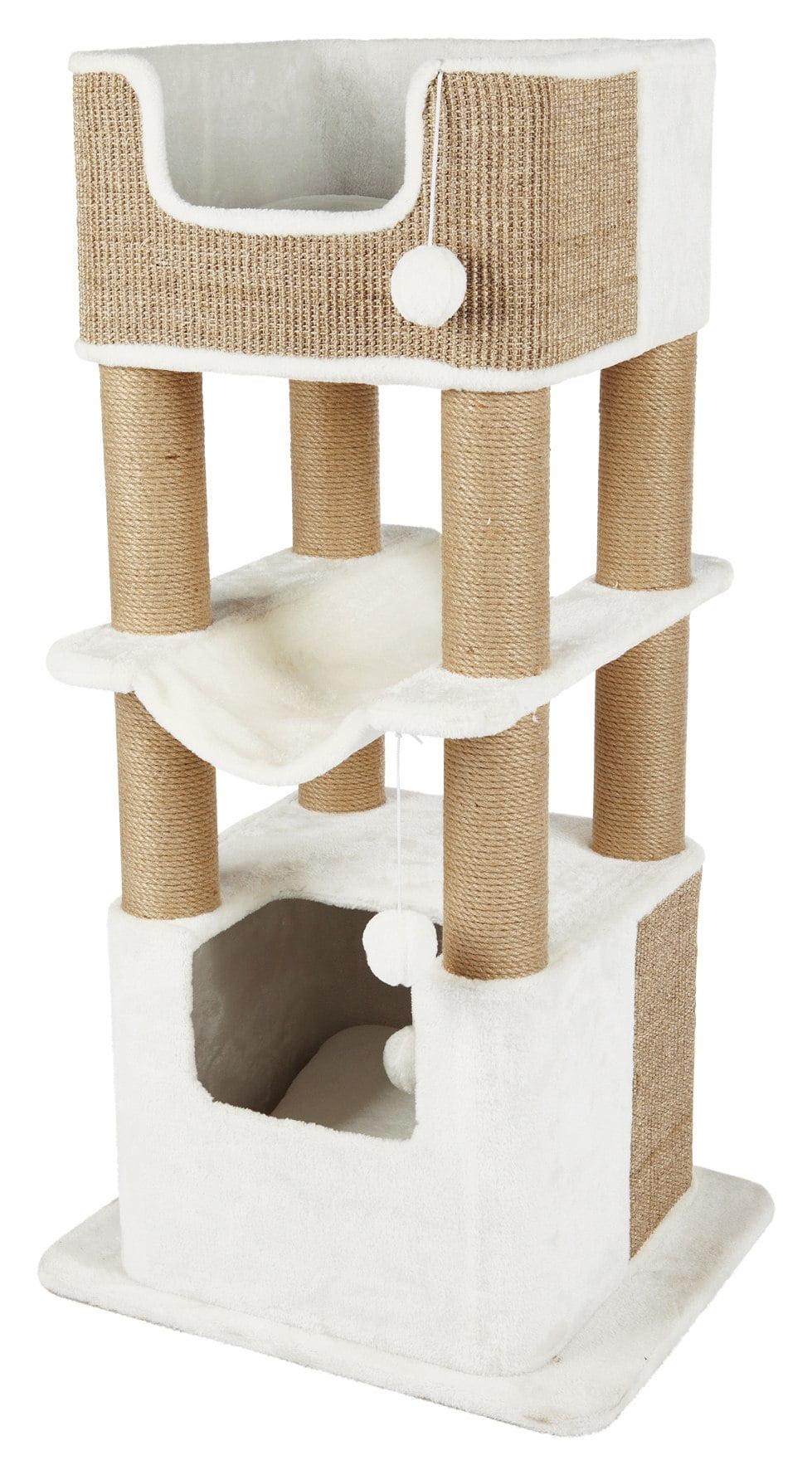 TRIXIE TRIXIE Lucano 43.3" XXL Cat Tree - Sisal Scratching Posts, Plush Covered House, Cat Beds, Platforms, Two Hanging Toys