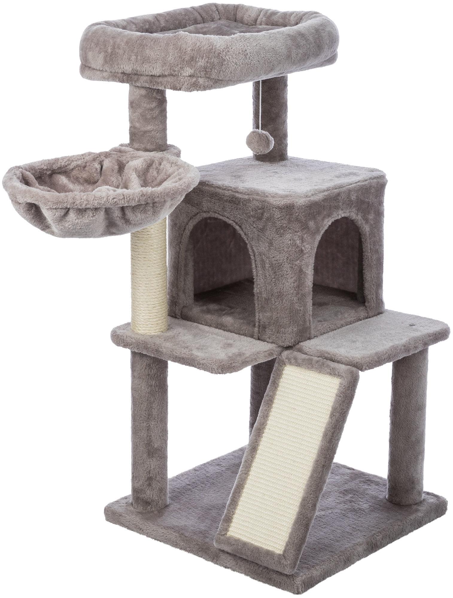 Gray Plush and Sisal 39.4" Cat Tree with Condo