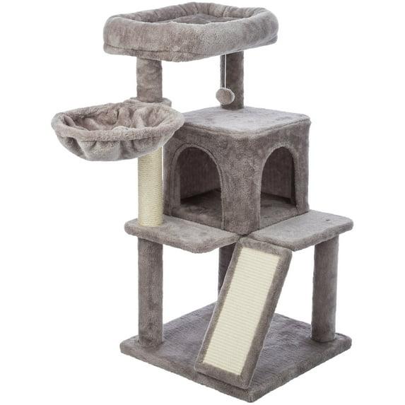 TRIXIE TRIXIE Pepito 39.4" Cat Tower, 3-Level Cat Tree with Sisal Scratching Posts and Ramp, Plush Condo and Hammock