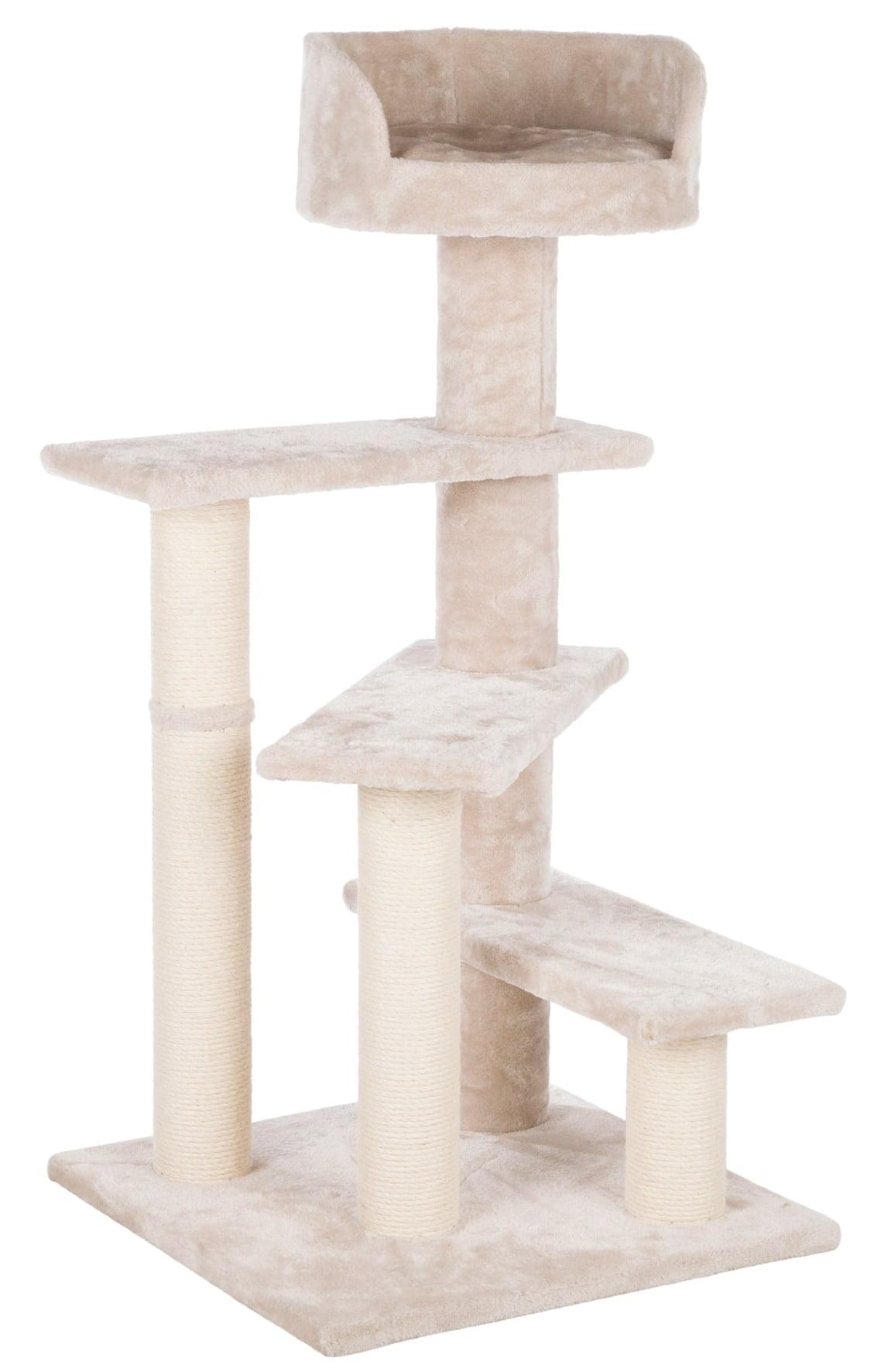 TRIXIE Tulia Senior Plush & Sisal 4-Level 40.2" Cat Tree, Scratching Posts & Bed, Greige