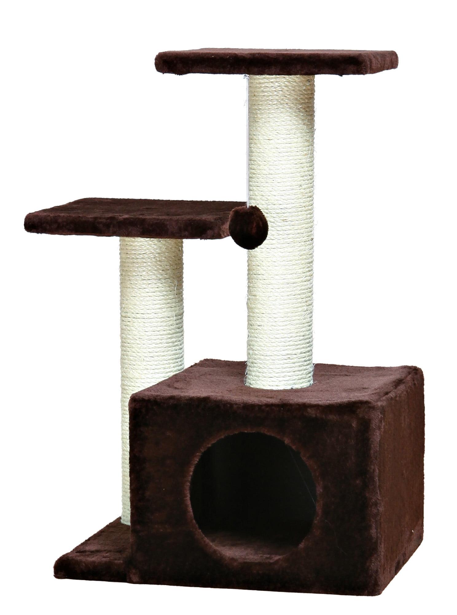 TRIXIE TRIXIE Valencia 28" Cat Tree, 3-Level Cat Tower, Sisal Scratching Posts, Plush Condo and Platforms, Dangling Cat Toy