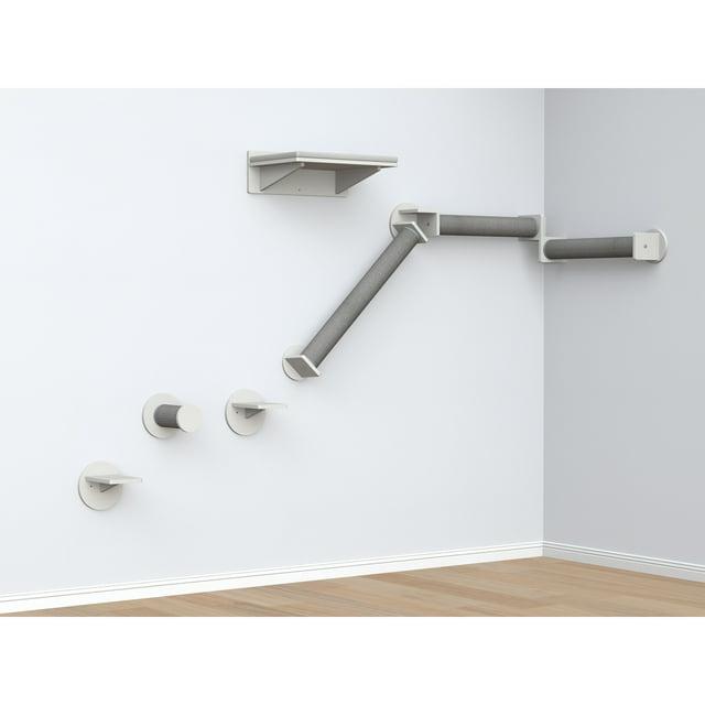 TRIXIE Wall Set 6 Wall Mounted Cat Climbing System, 3 Scratching Posts Goes Around Corners, 3 Platforms, 1 Step