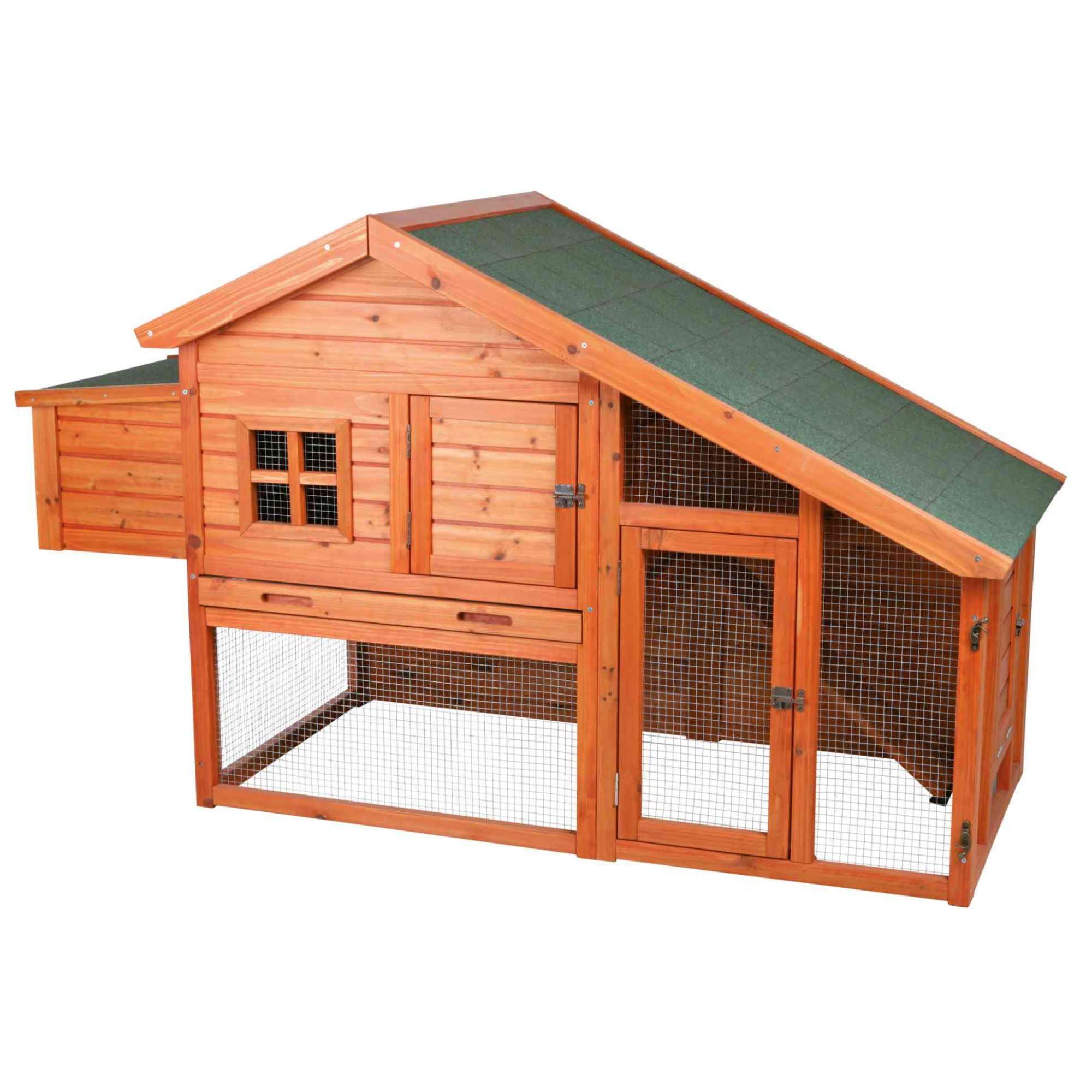TRIXIE TRIXIE 2-Story Weatherproof Outdoor Chicken Coop, 2 Nesting Boxes, Fits 2 Std Chickens or 4 Bantams