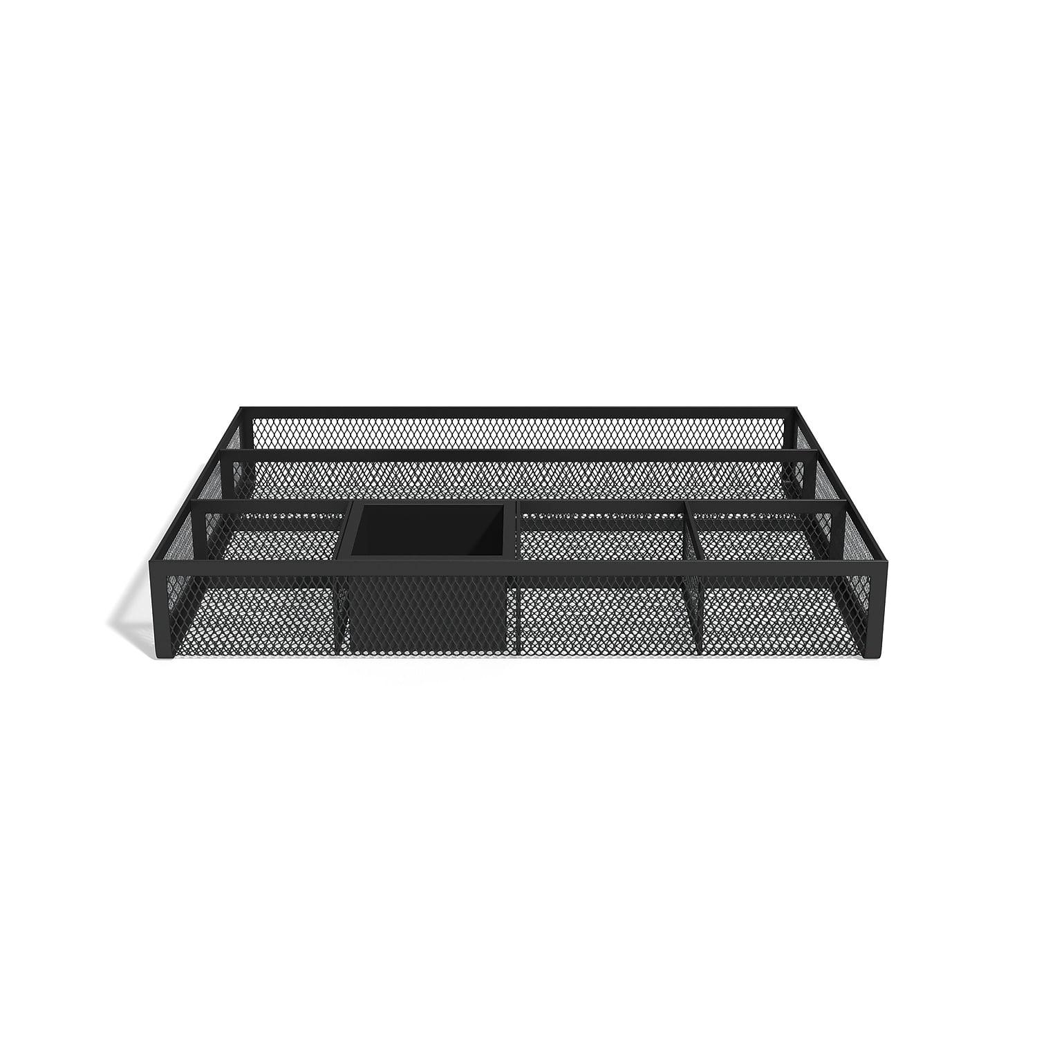 Black Mesh 6-Compartment Drawer Organizer