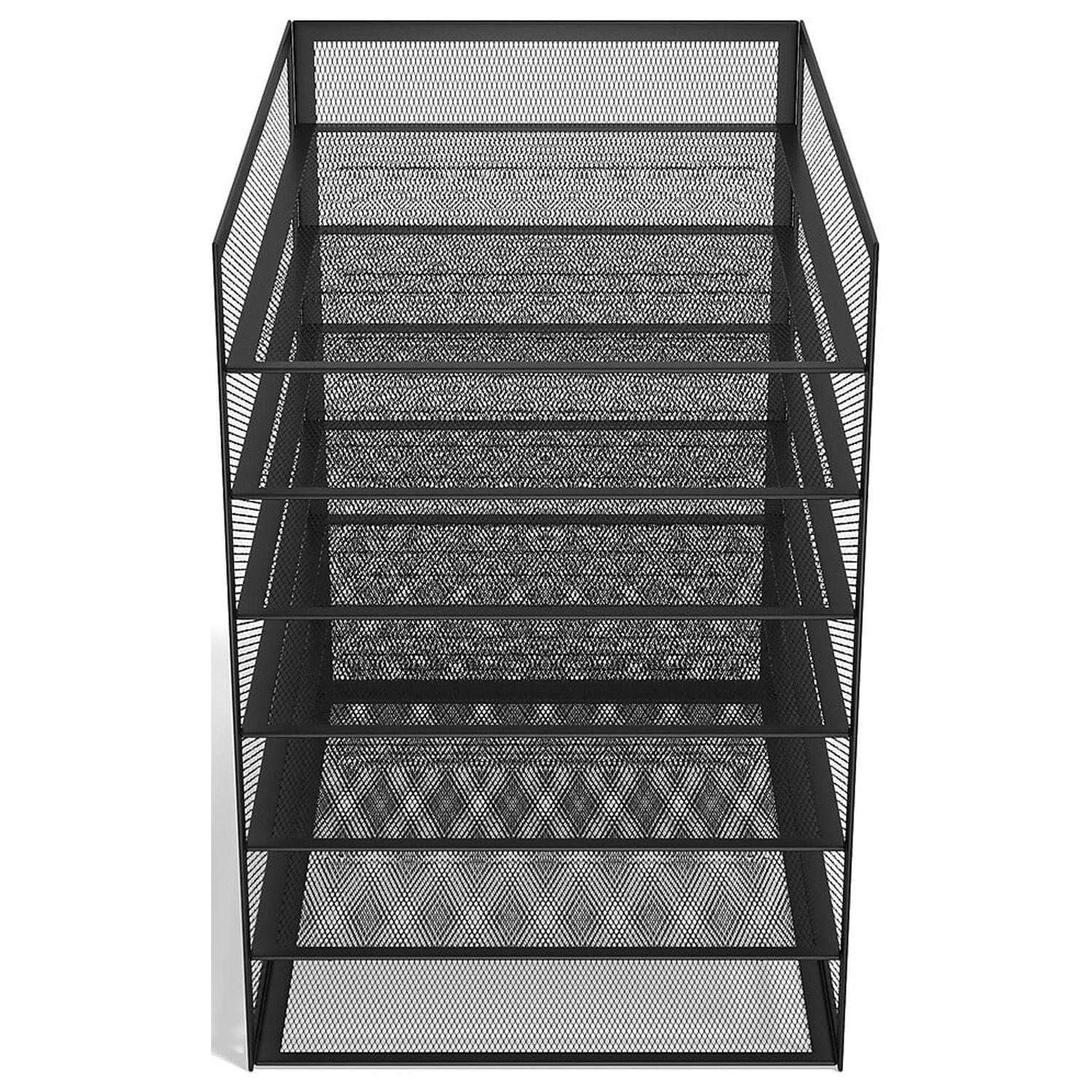 TRU RED 6 Compartment Wire Mesh File Organizer Matte Black TR57565-CC