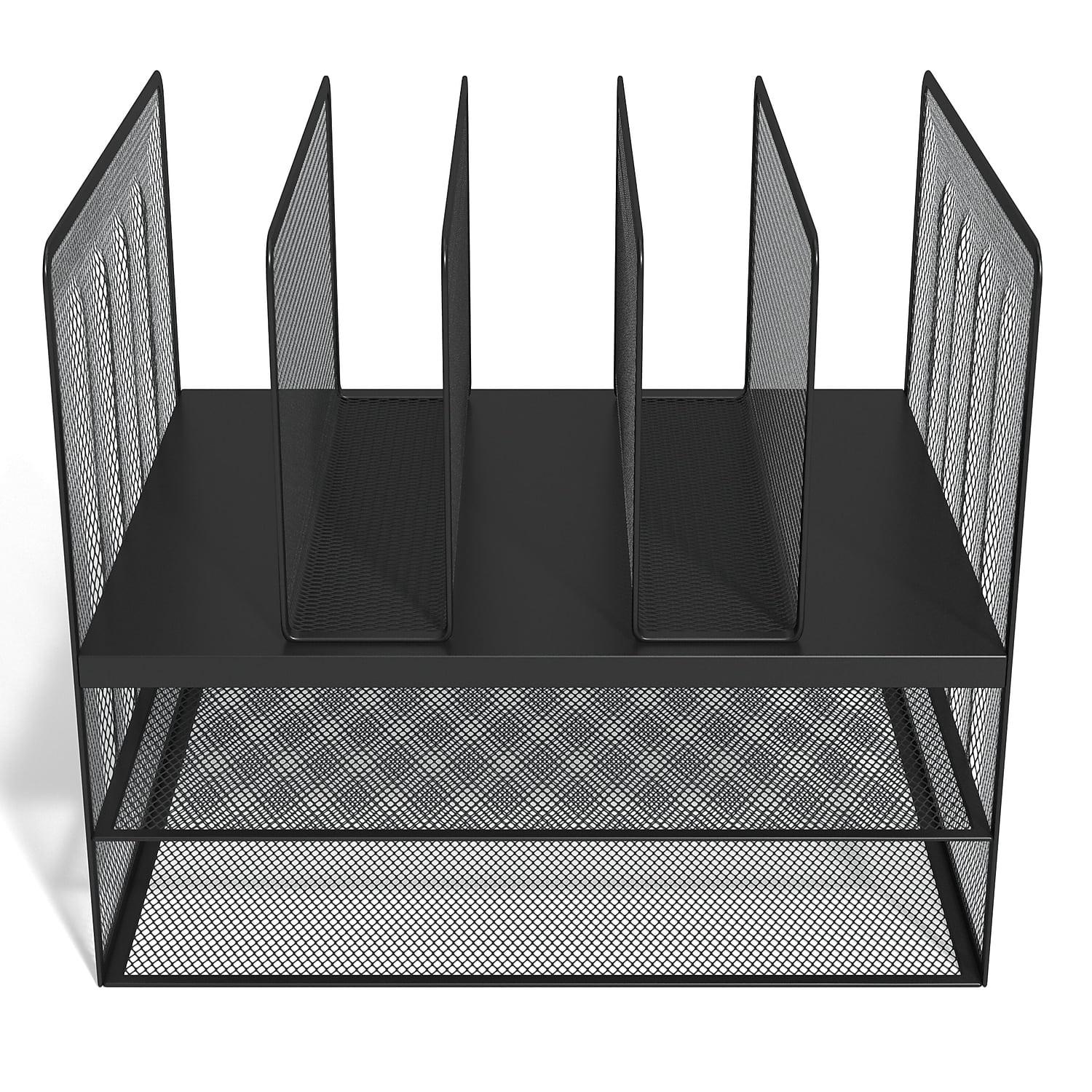 TRU RED 7 Compartment Wire Mesh File Organizer Matte Bk TR57537-CC
