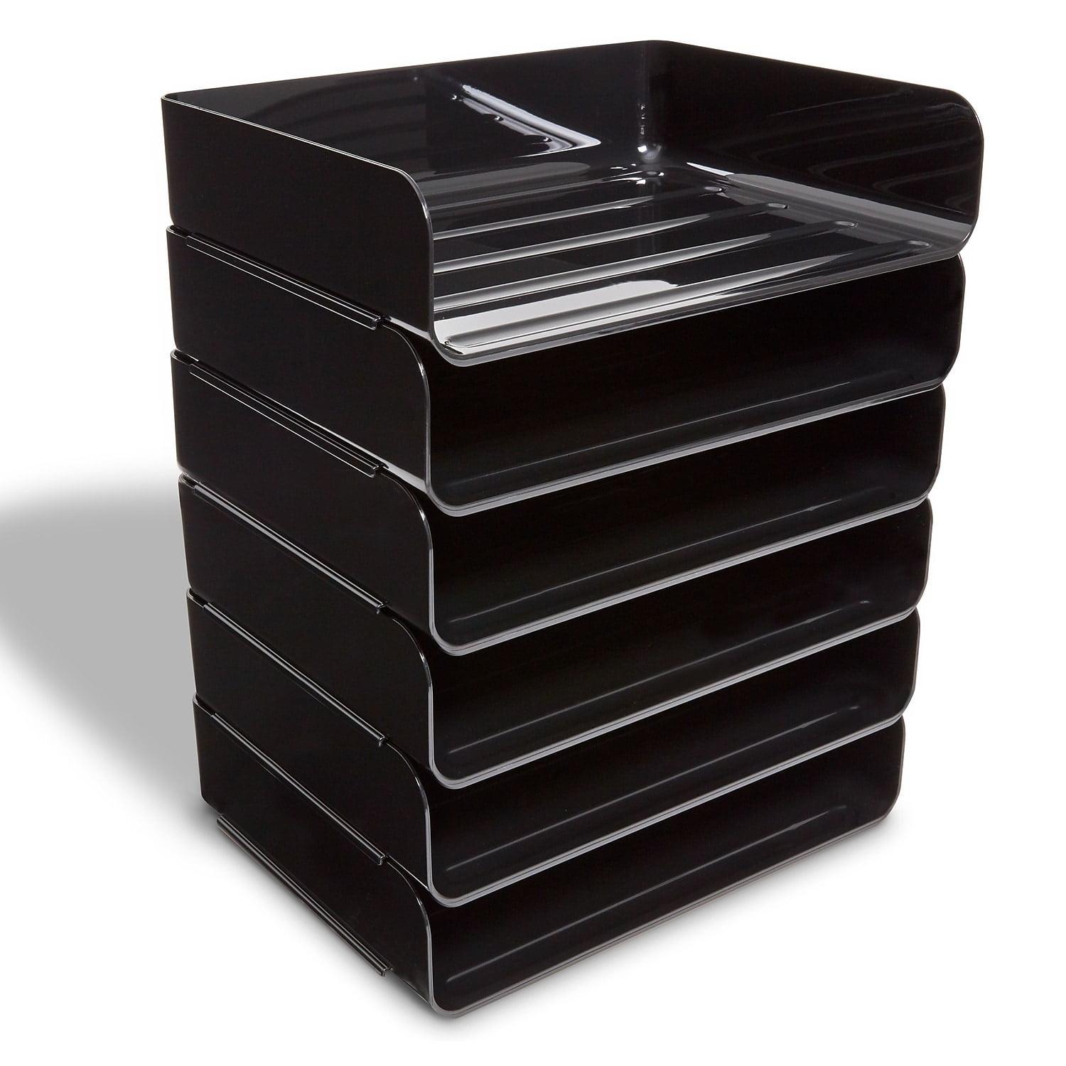 TRU RED Side Load Stackable Plastic Letter Tray Black(TR55329)