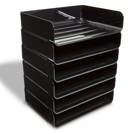 TRU RED Side Load Stackable Plastic Letter Tray Black(TR55329)