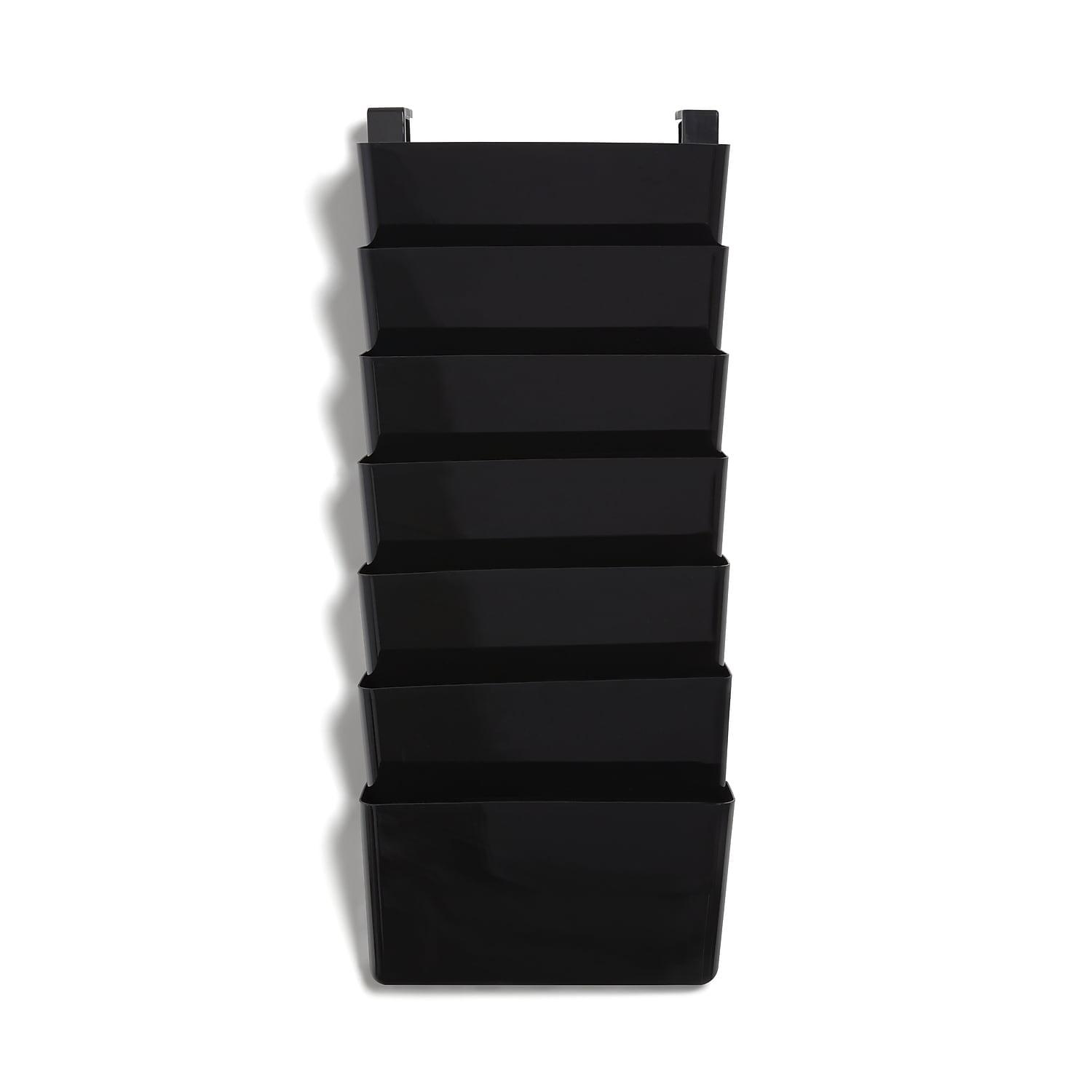 Black Glossy Break-Resistant 7-Compartment Wall File System