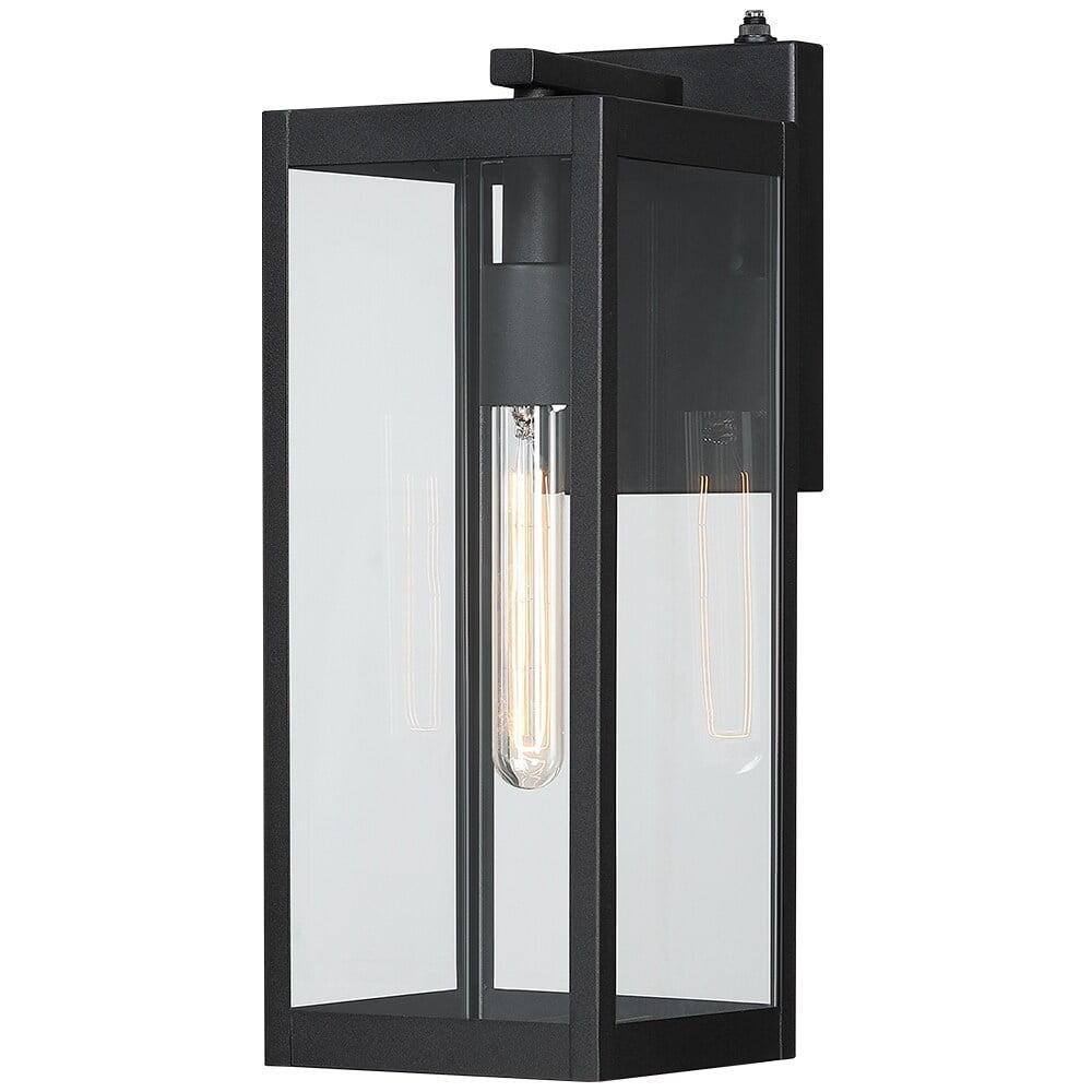 Black Metal 16.5" Outdoor Lantern Wall Sconce with Clear Glass