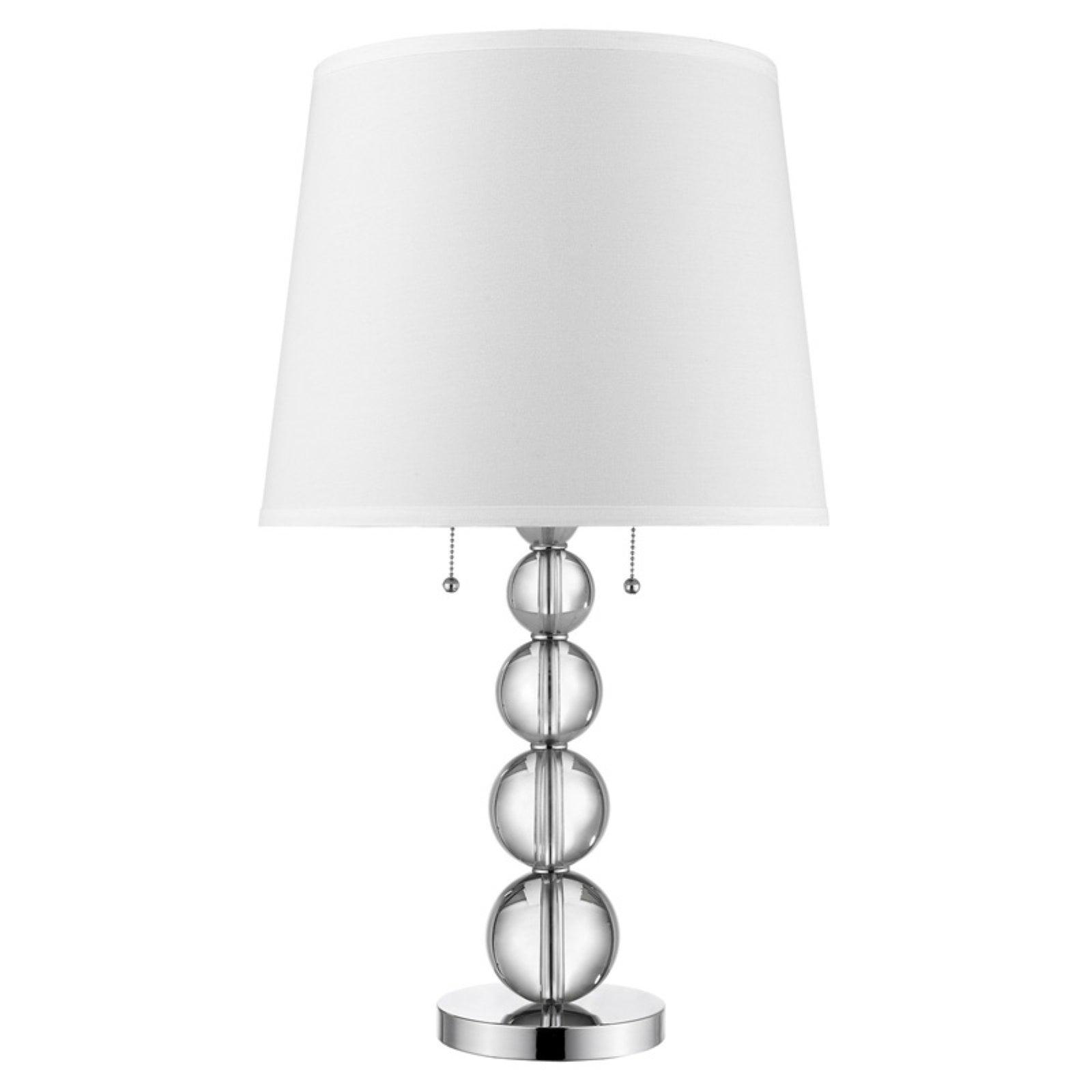 White Linen Shade Outdoor Table Lamp with Steel Base