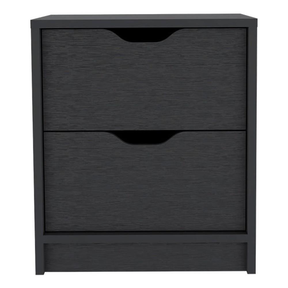 TUHOME Basilea 2 Drawers Nightstand Engineered Wood Nightstands in  Black